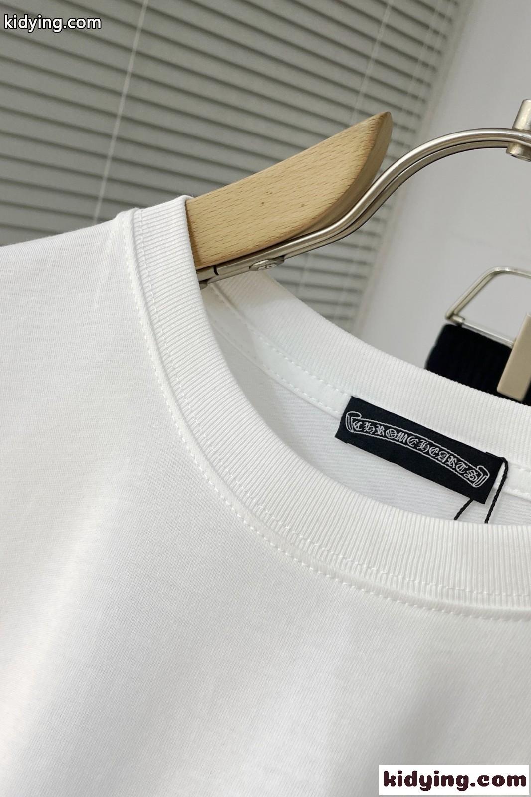 シンプル おしゃれ ロゴプリント クルーネック クロムハーツ Tシャツ コピー 半袖 トップス ホワイト-3