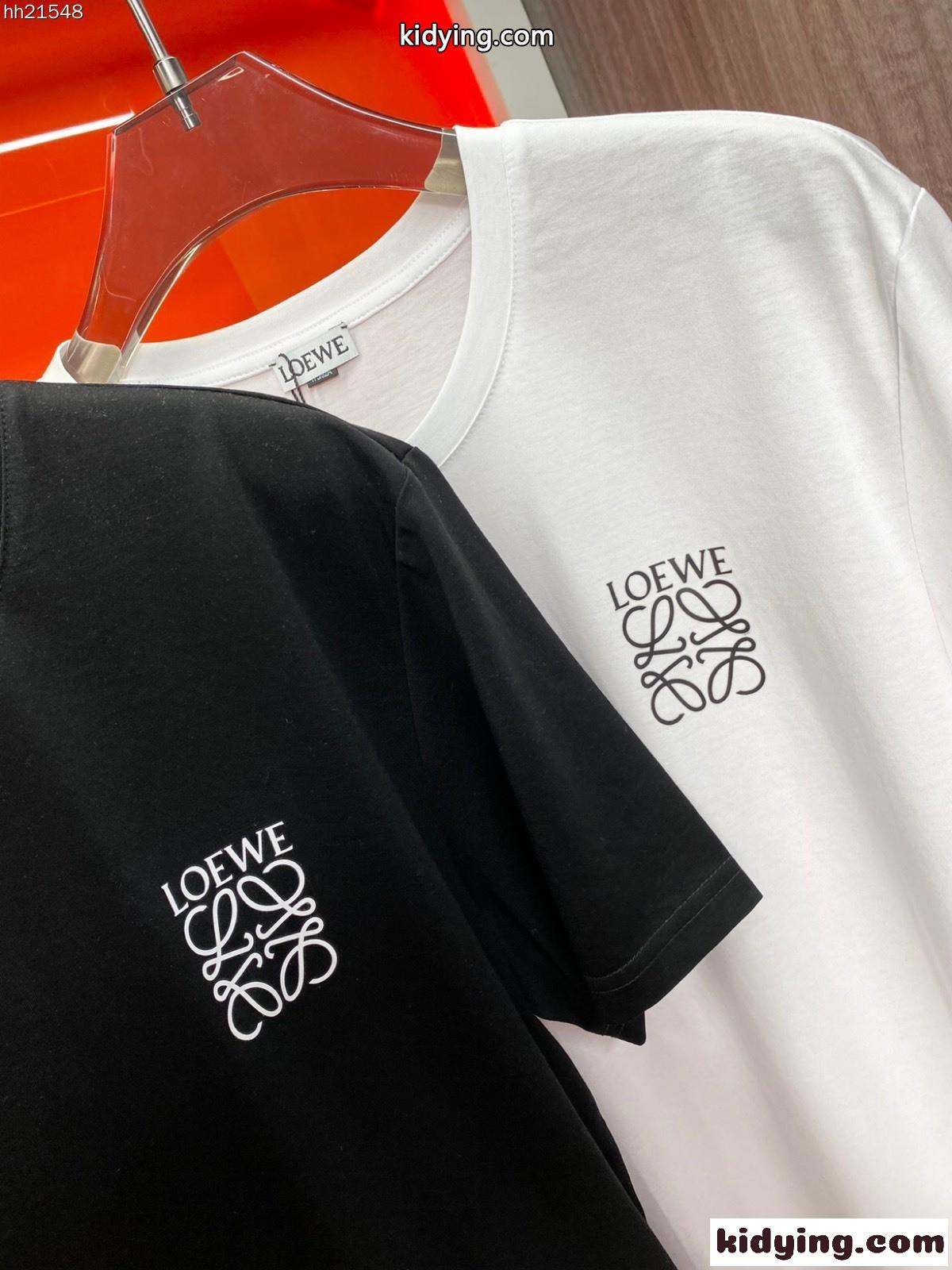 シルケット コットン 快適 クルーネック ロゴ プリント ロエベ tシャツ コピー 半袖 トップス-2