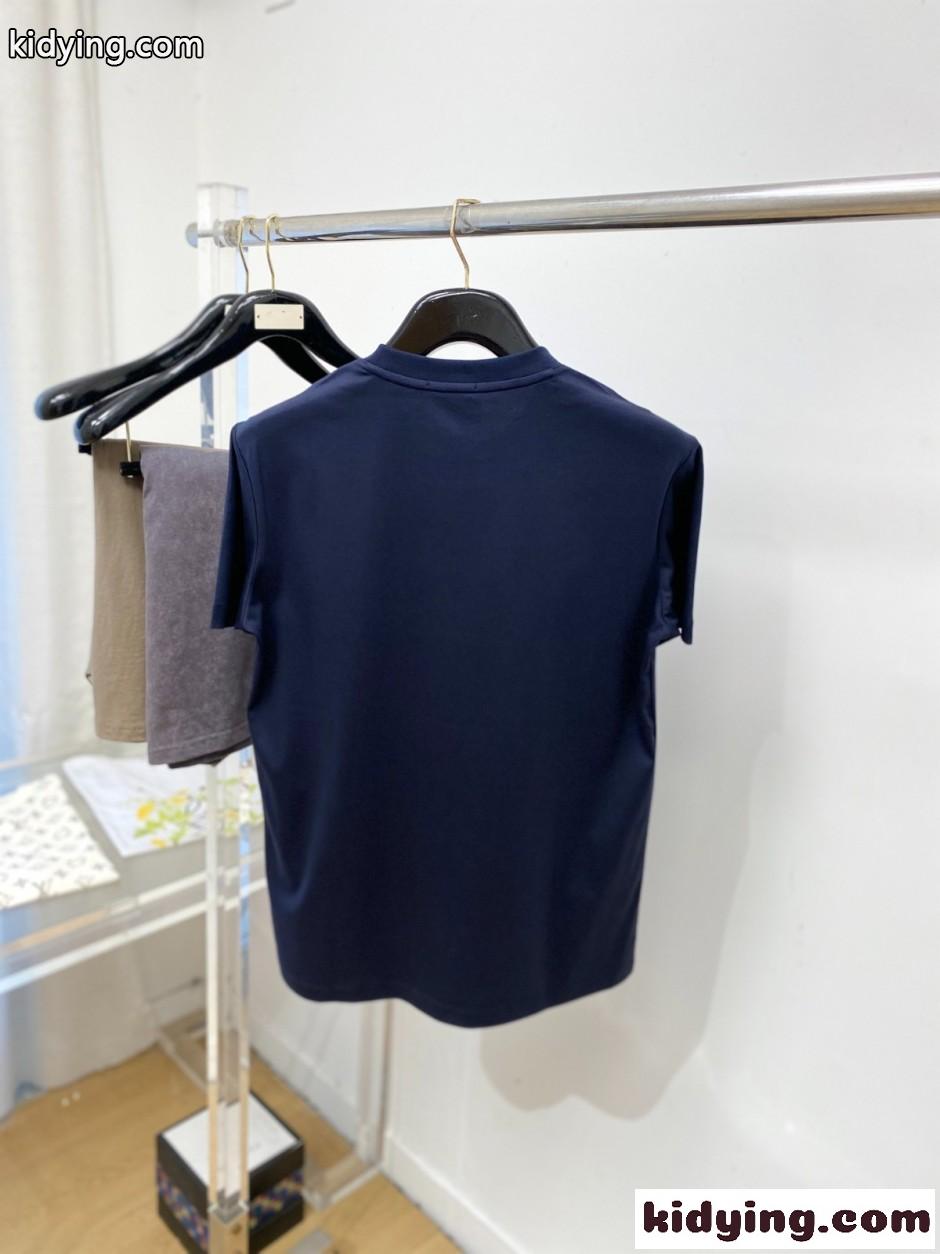 カジュアル 洗練された クルーネック エルメス Tシャツ 偽物 ネイビー-4