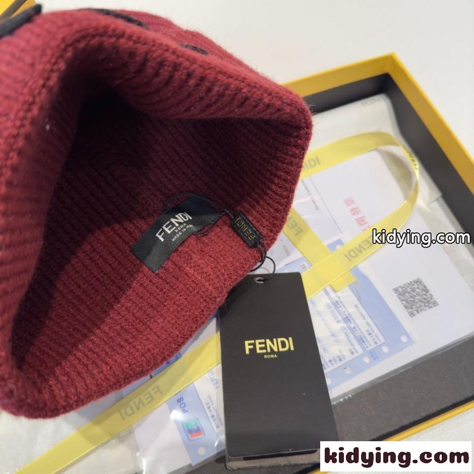 FENDI ロゴ ユニセックス フェンディ キャップ コピー ニットキャップ レッド-4