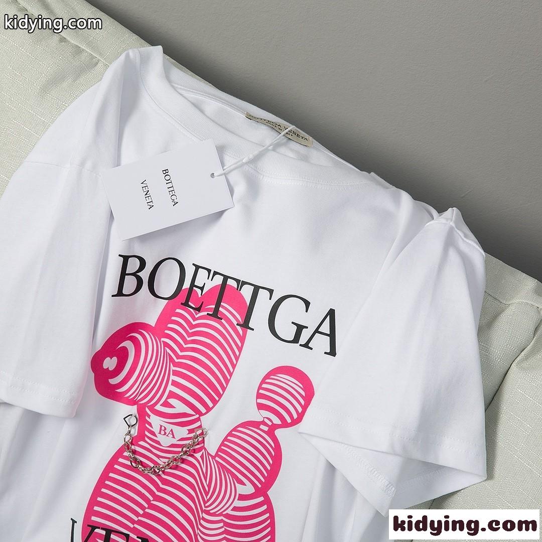 おしゃれ ゆったり 流行り 可愛い プリント クルーネック ボッテガヴェネタ 半袖tシャツ コピー コットン 快適-2