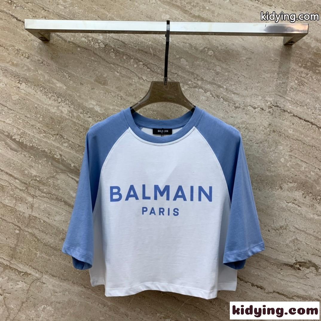 カジュアル バルマン Tシャツ コピー ロゴプリント コットン 半袖Tシャツ-0