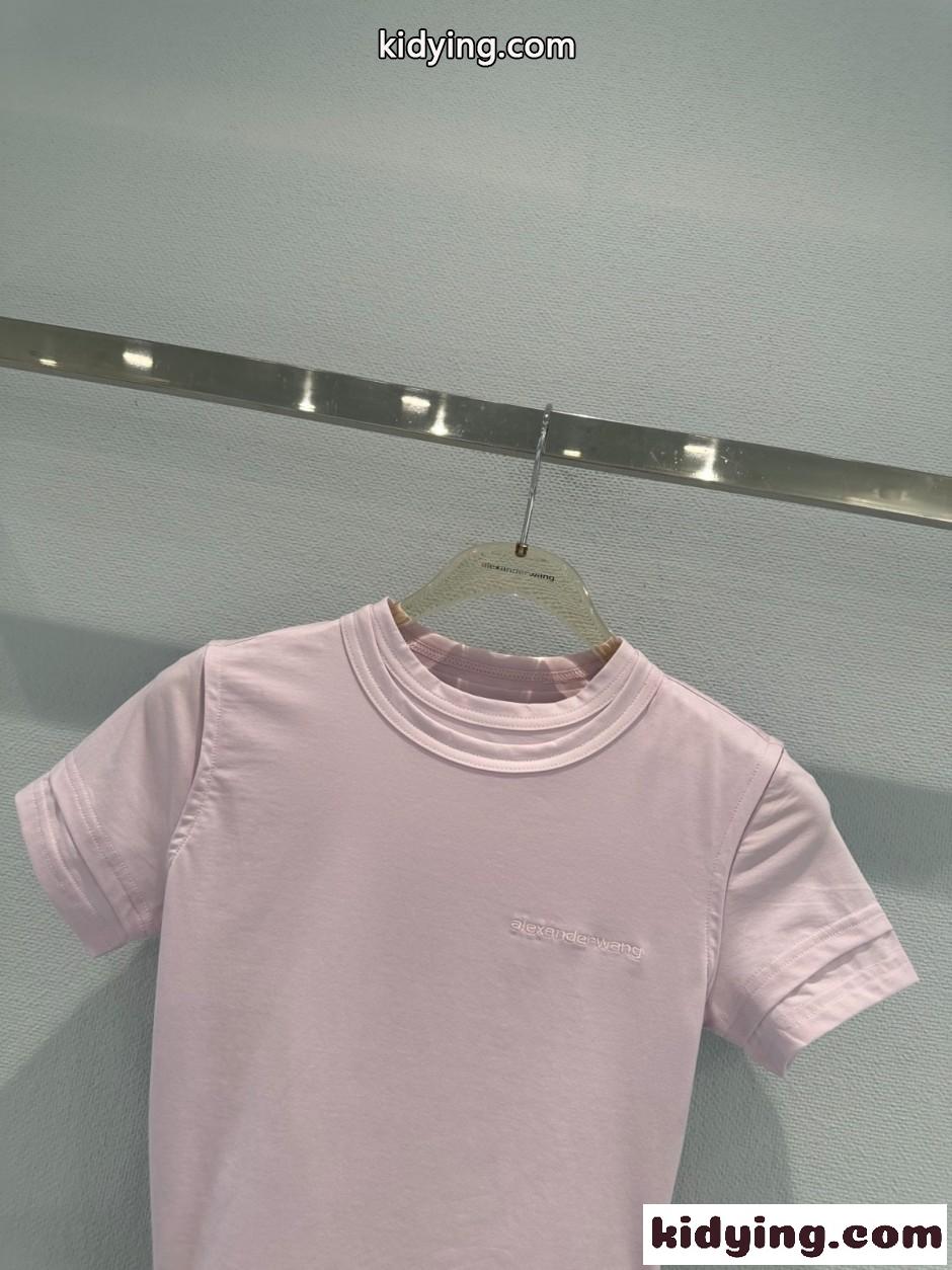 レイヤード風 半袖Tシャツ アレキサンダーワング Tシャツ コピー ピンク-2