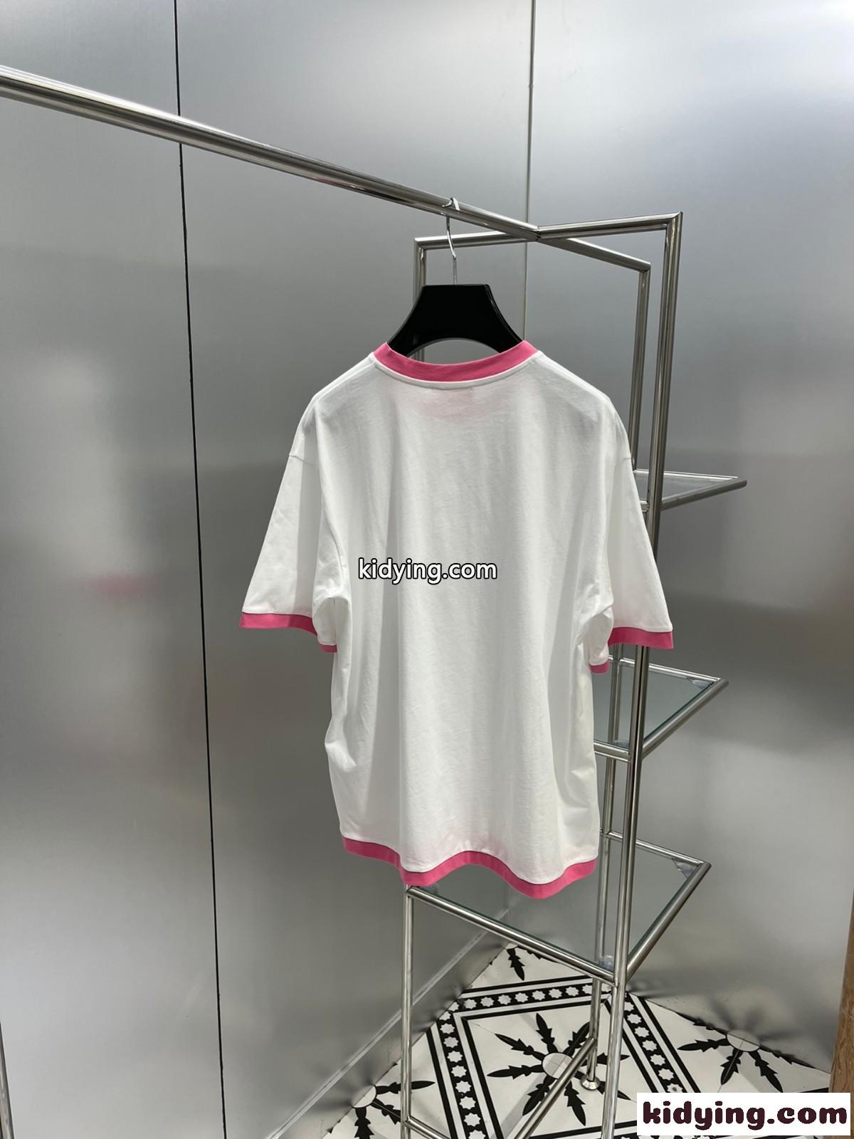 可愛い おしゃれ バイカラー 着心地抜群 柔らかい バルマン 半袖Tシャツ コピー レディース クルーネック カジュアル-3