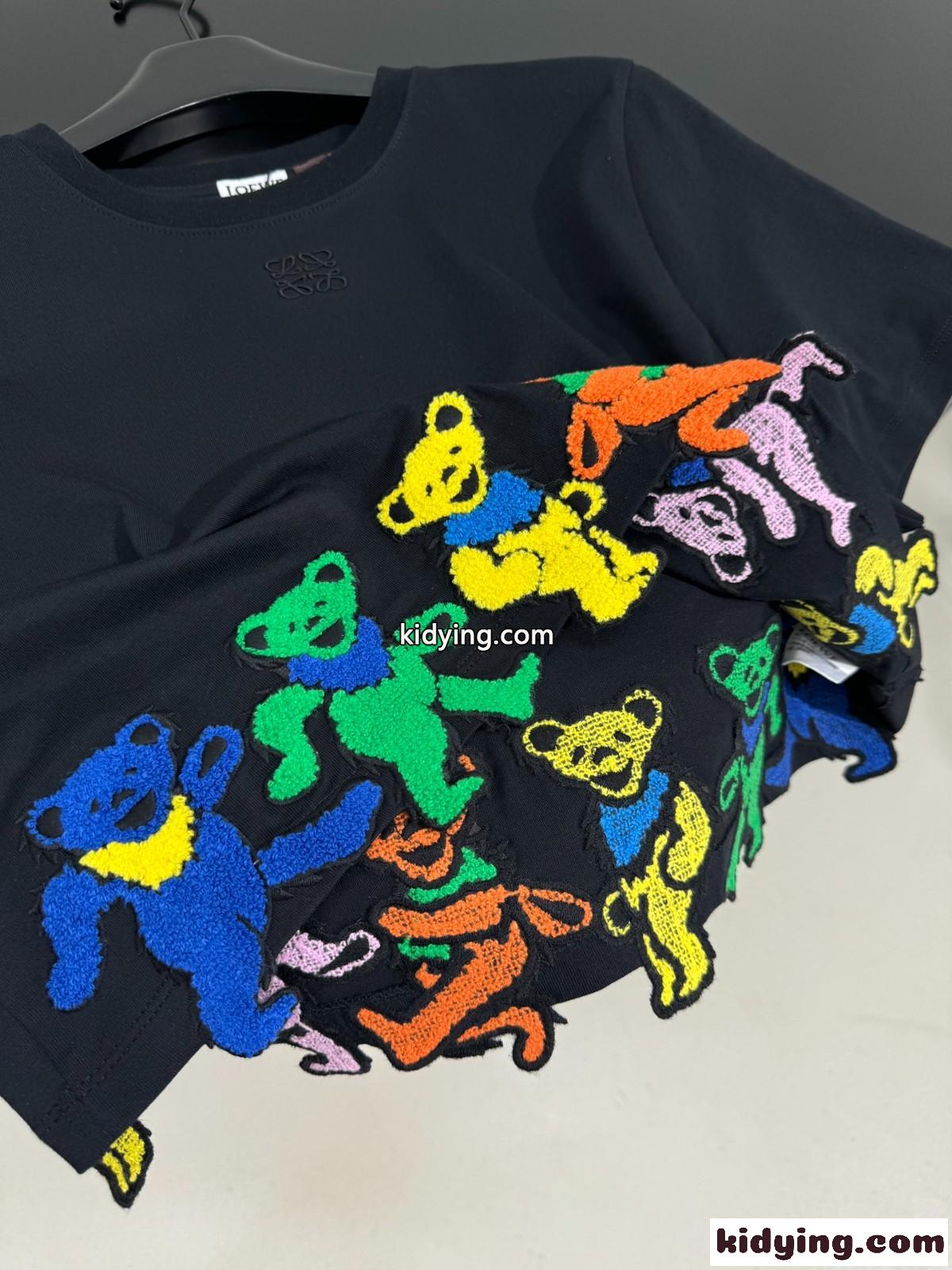 可愛い おしゃれ クロップドTシャツ ロエベ Tシャツ コピー コットン ブラック-3