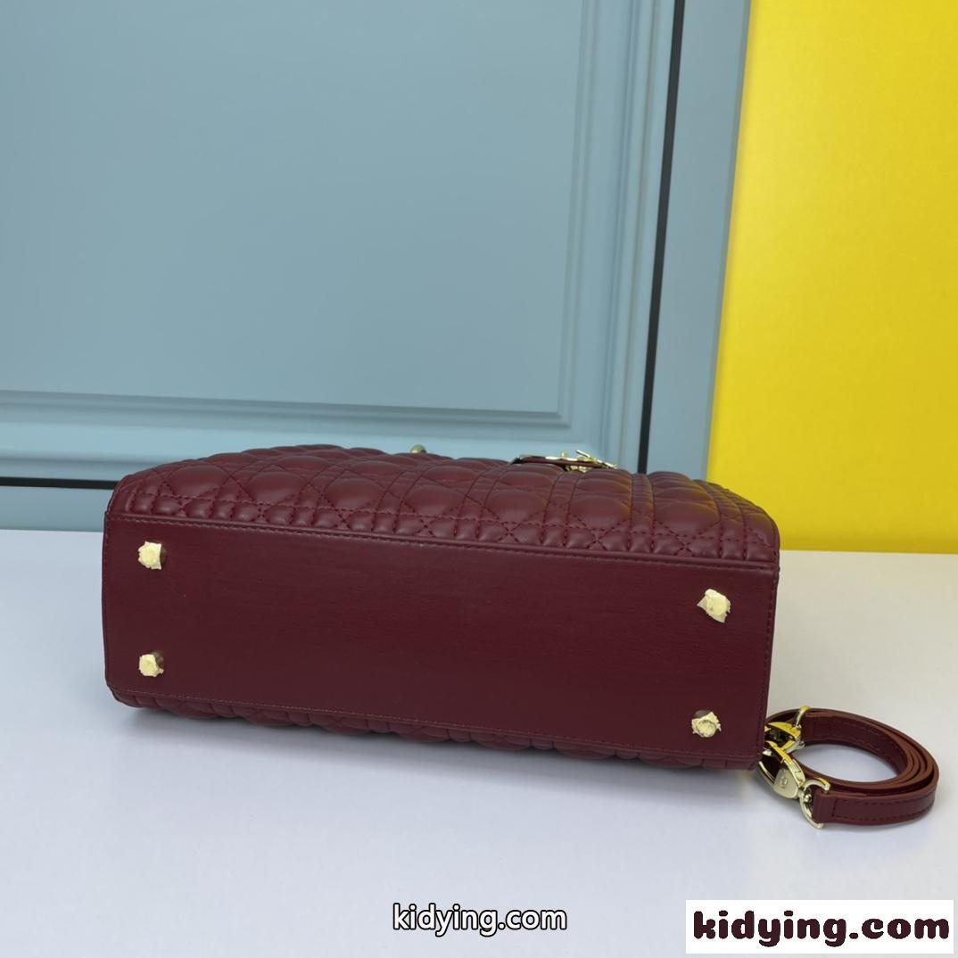 LADY DIOR クリスチャン・ディオール スーパーコピー ラムスキン ラージバッグ ワイン-0
