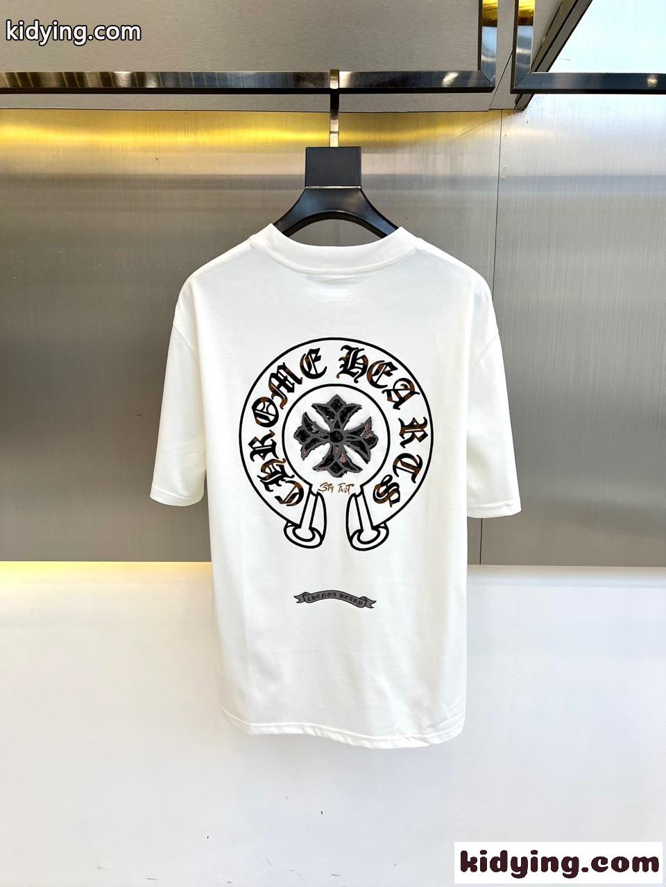 カジュアル プリント クロムハーツ Tシャツ 偽物 コットン ホワイト-4