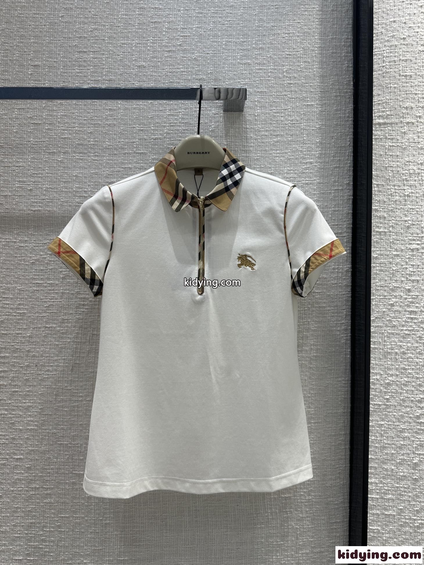 おしゃれ ハーフジップ ポロシャツ バーバリー Tシャツ コピー ホワイト-2