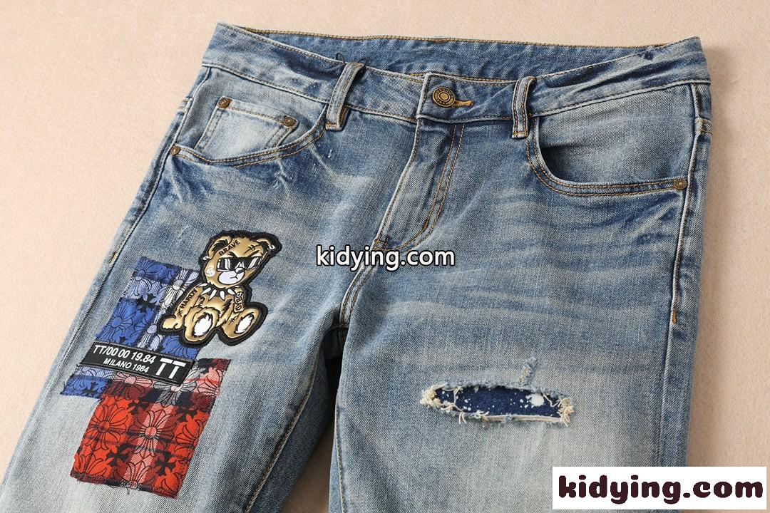 カジュアル おしゃれ 高品質 ダメージ クロムハーツ ジーンズ コピー メンズ デニムパンツ かっこいい 個性-4