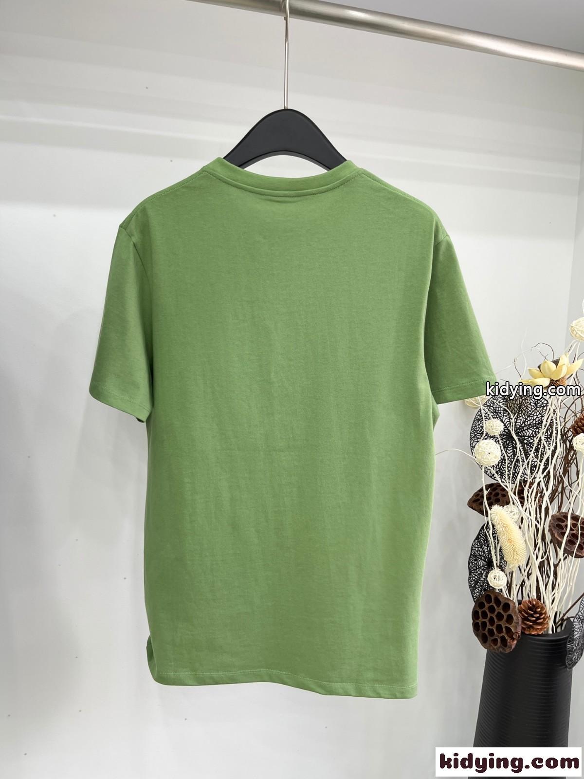 ロエベ Tシャツ コピー 人気 カジュアル 刺繍入り 半袖Tシャツ グリーン-4