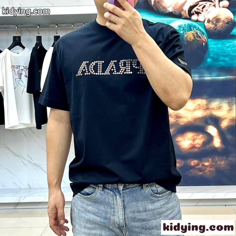 シンプル ロゴ入り コットン 半袖Tシャツ プラダ Tシャツ 偽物 ブラック-1