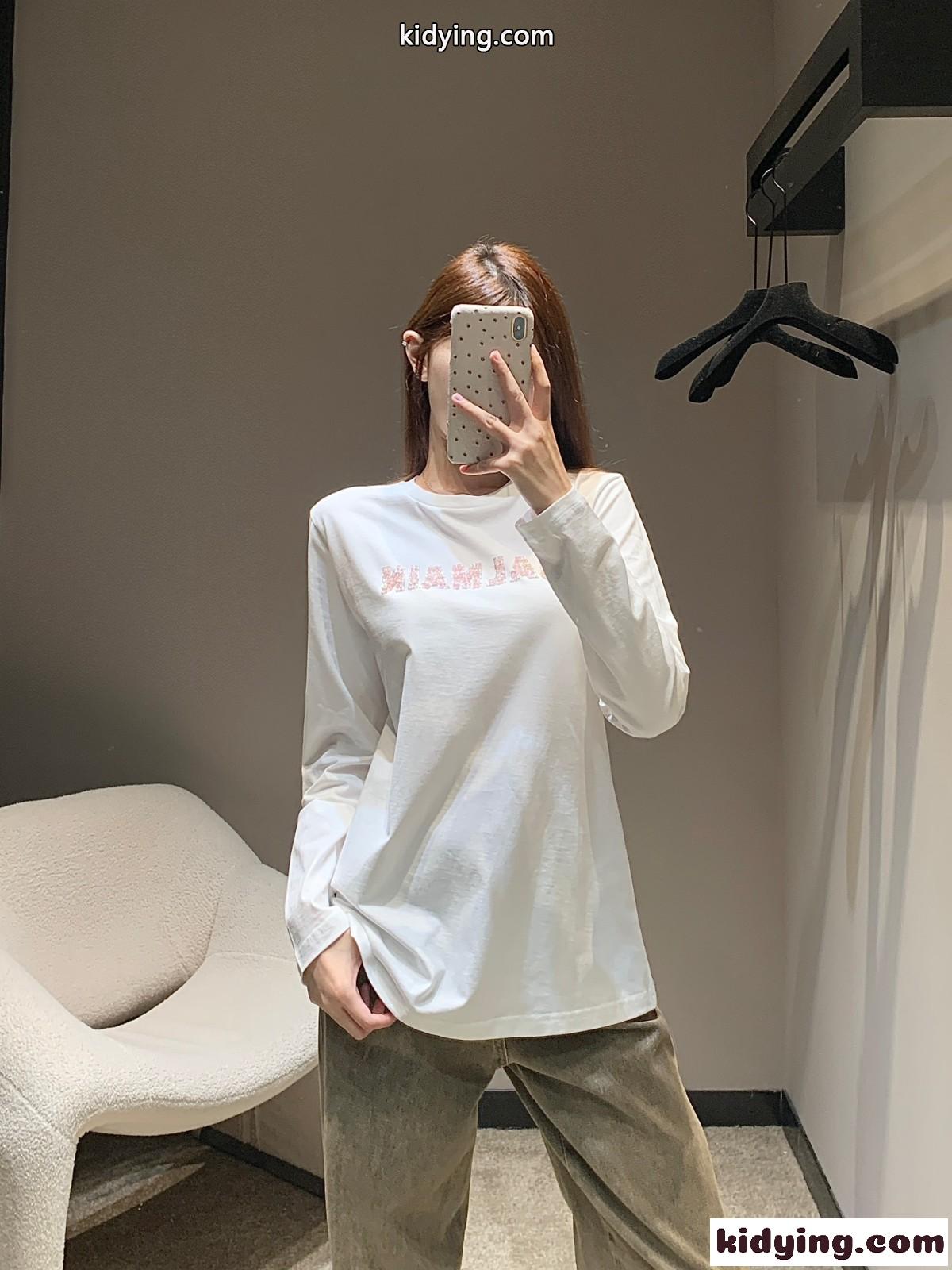 シンプル ロゴ入り 長袖Tシャツ バルマン Tシャツ コピー ホワイト-5