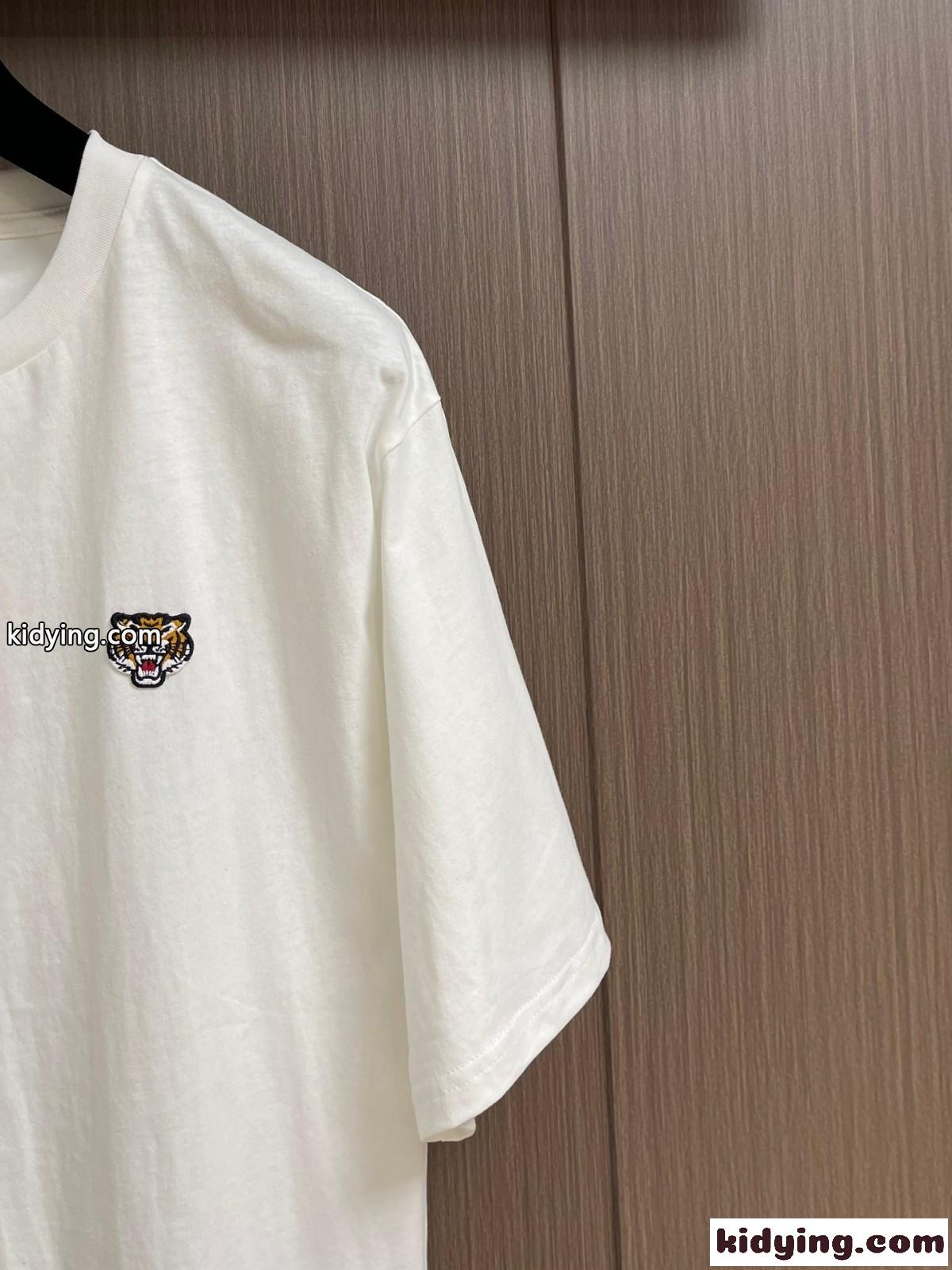 シンプル ケンゾー 半袖Tシャツ コピー LUCKY TIGER エンブロイド クラシック Tシャツ ホワイト-1