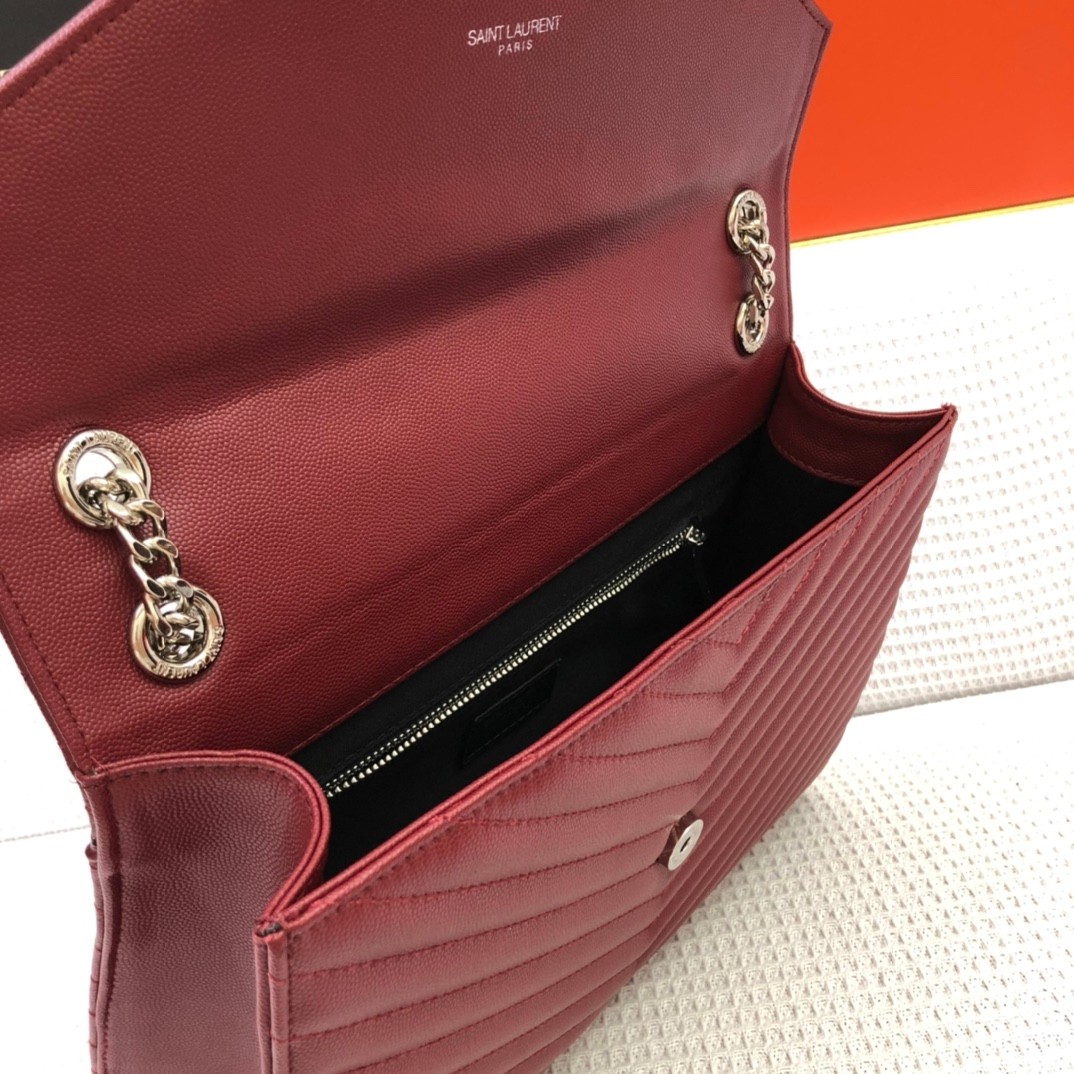 シルバー金具 定番 人気 ショルダーバッグ イヴ・サンローラン バッグ コピー ワイン-3