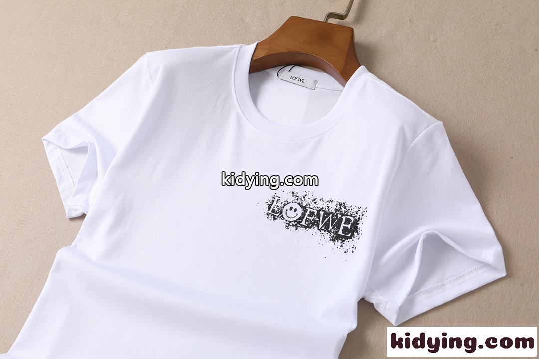 春夏新作 プリント 注目される ファッション ラウンドネック ロエベ 半袖tシャツ コピー ホワイト ブラック-0
