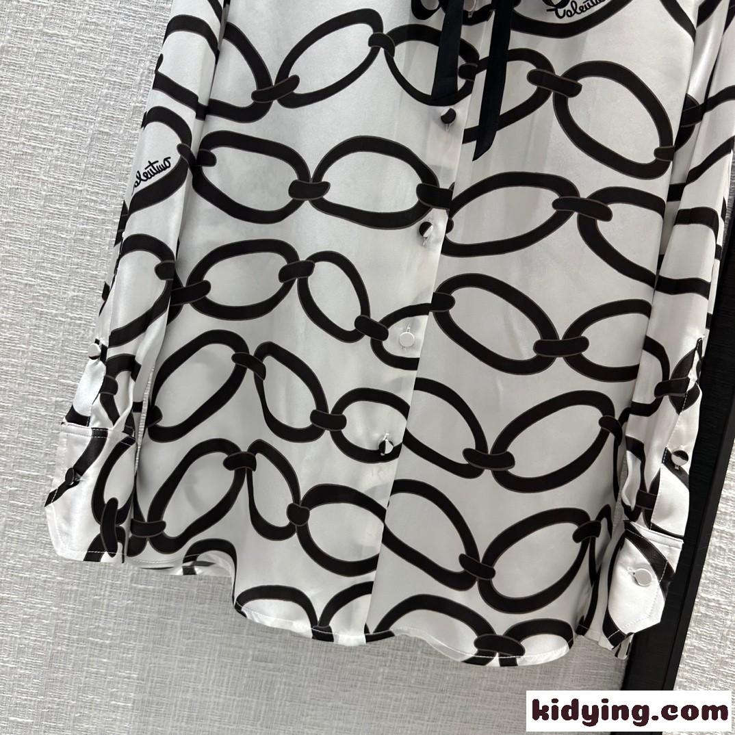 Valentino CHAIN 1967 シャツ シルク ロゴ ヴァレンティノ シャツ コピー レディース-4