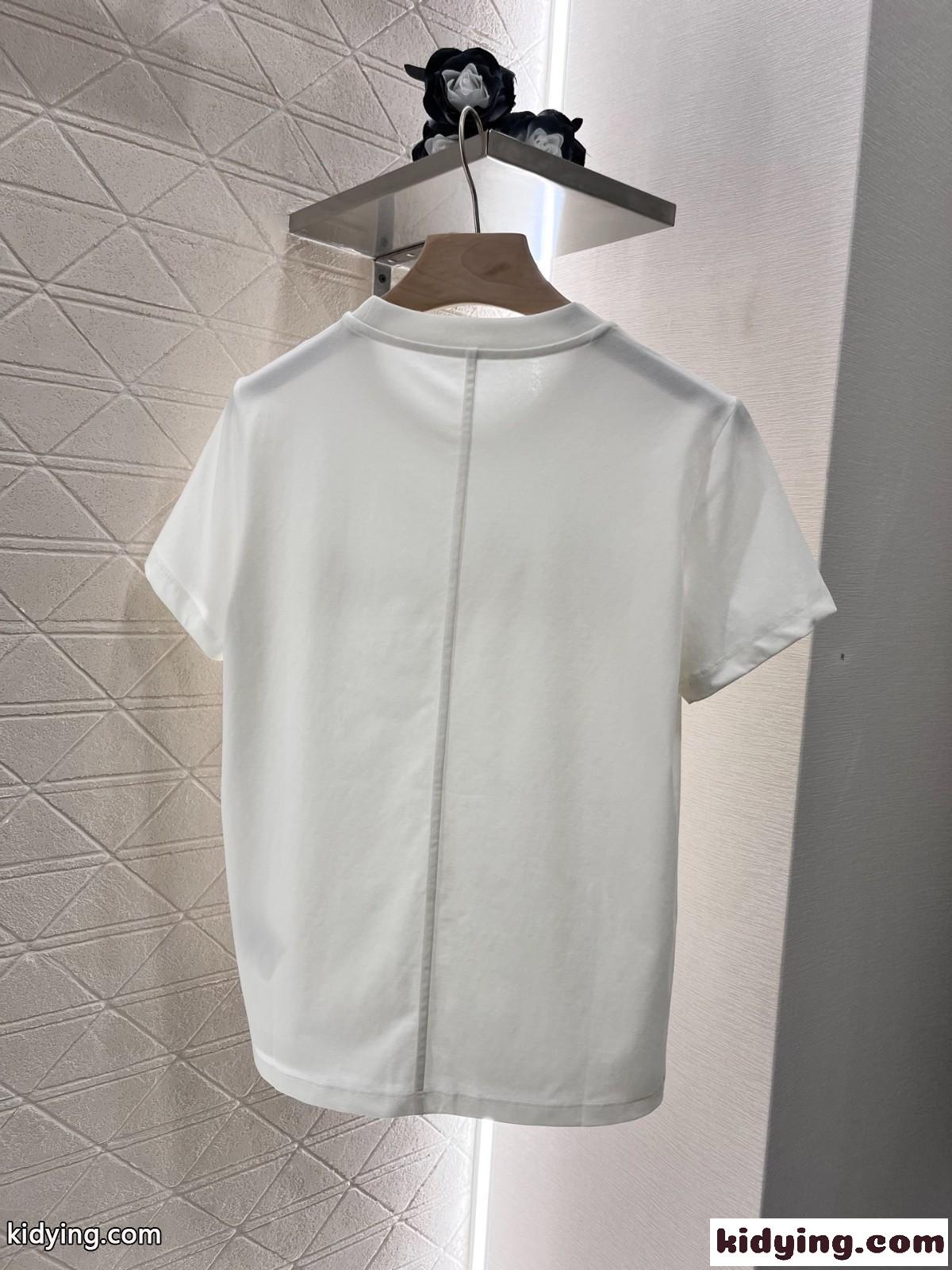 シンプル ロゴ入り コットン 半袖Tシャツ シャネル Tシャツ コピー ホワイト-2