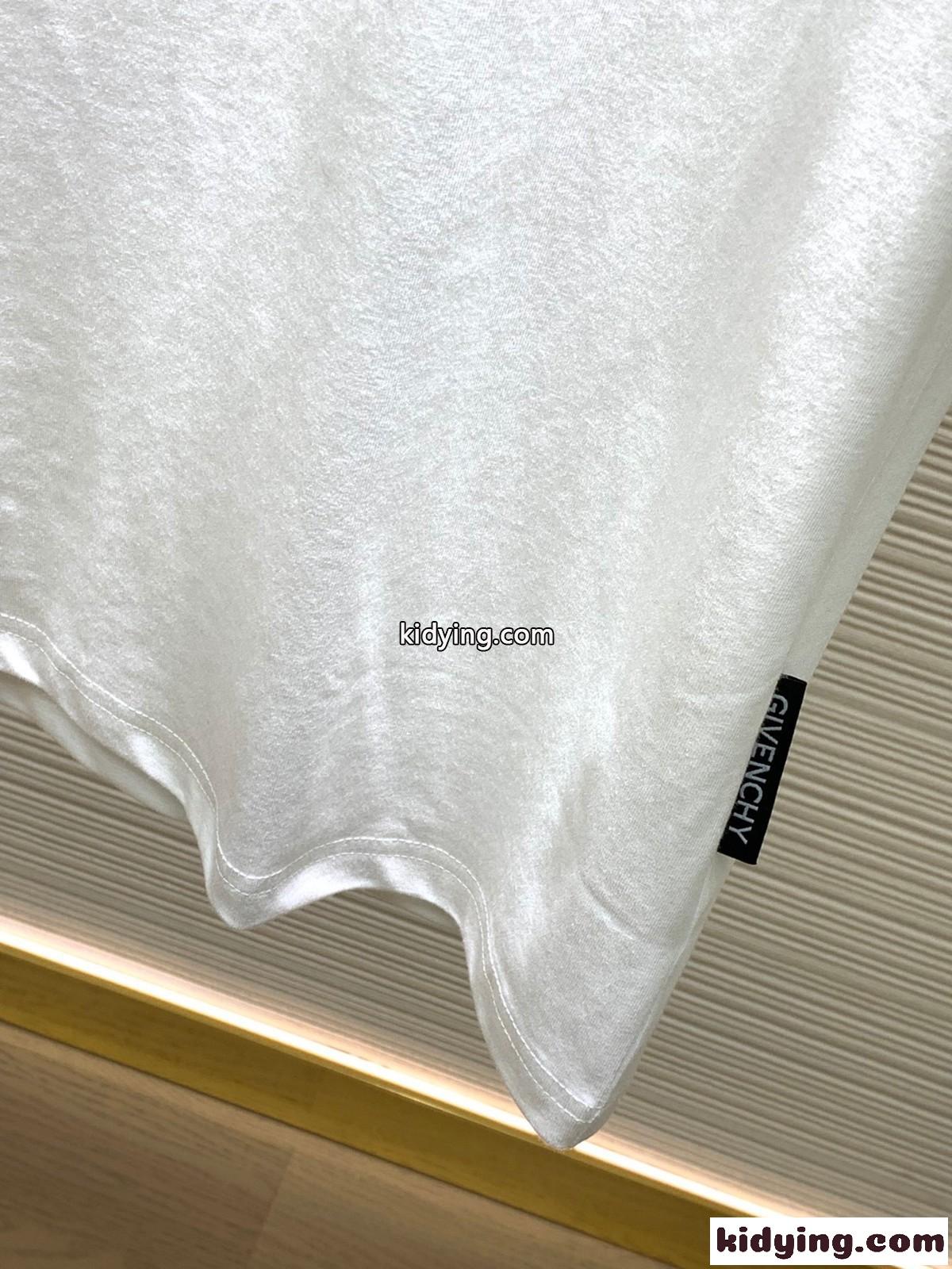 着心地いい コットン ジバンシィ Tシャツ 偽物 クルーネック 半袖Tシャツ ホワイト-3