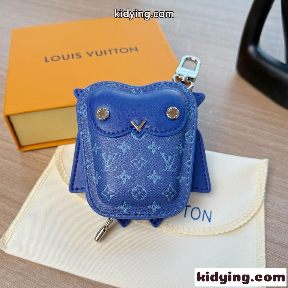 ルイ・ヴィトン キーホルダー 偽物 バッグチャーム・LV オウル ブルー-2