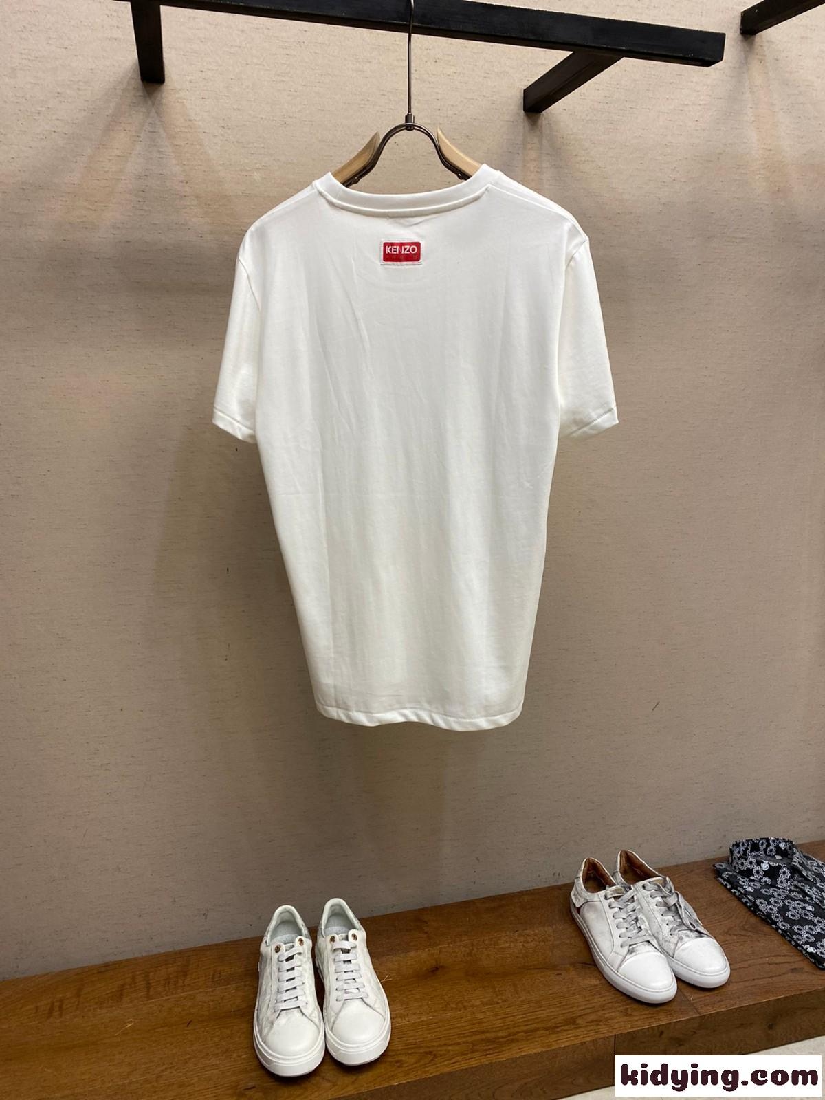 おしゃれ 人気 クルーネック エレファント 半袖Tシャツ メンズ ケンゾー Tシャツ コピー ホワイト-2