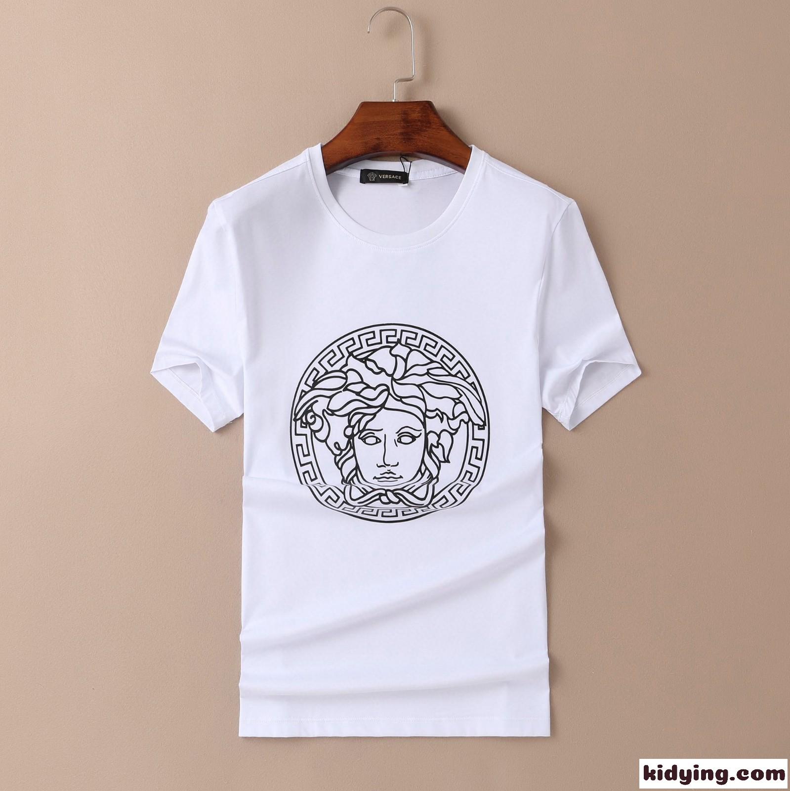 シンプル メドゥーサ プリント クルーネック ヴェルサーチェ 半袖Tシャツ コピー 着心地抜群 春夏 トップス-2