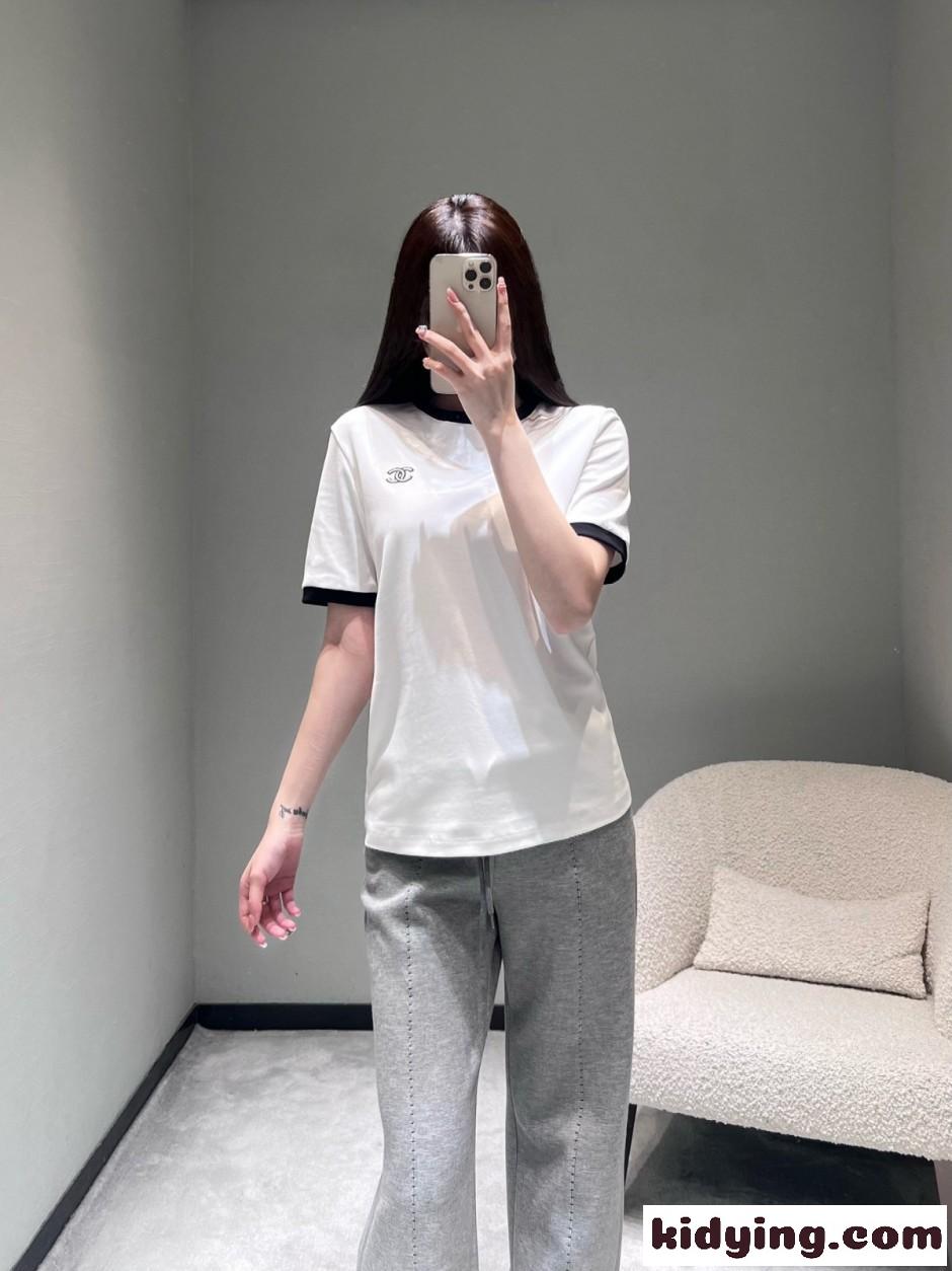 カジュアル コットン 半袖Tシャツ シャネル Tシャツ コピー ホワイト-4