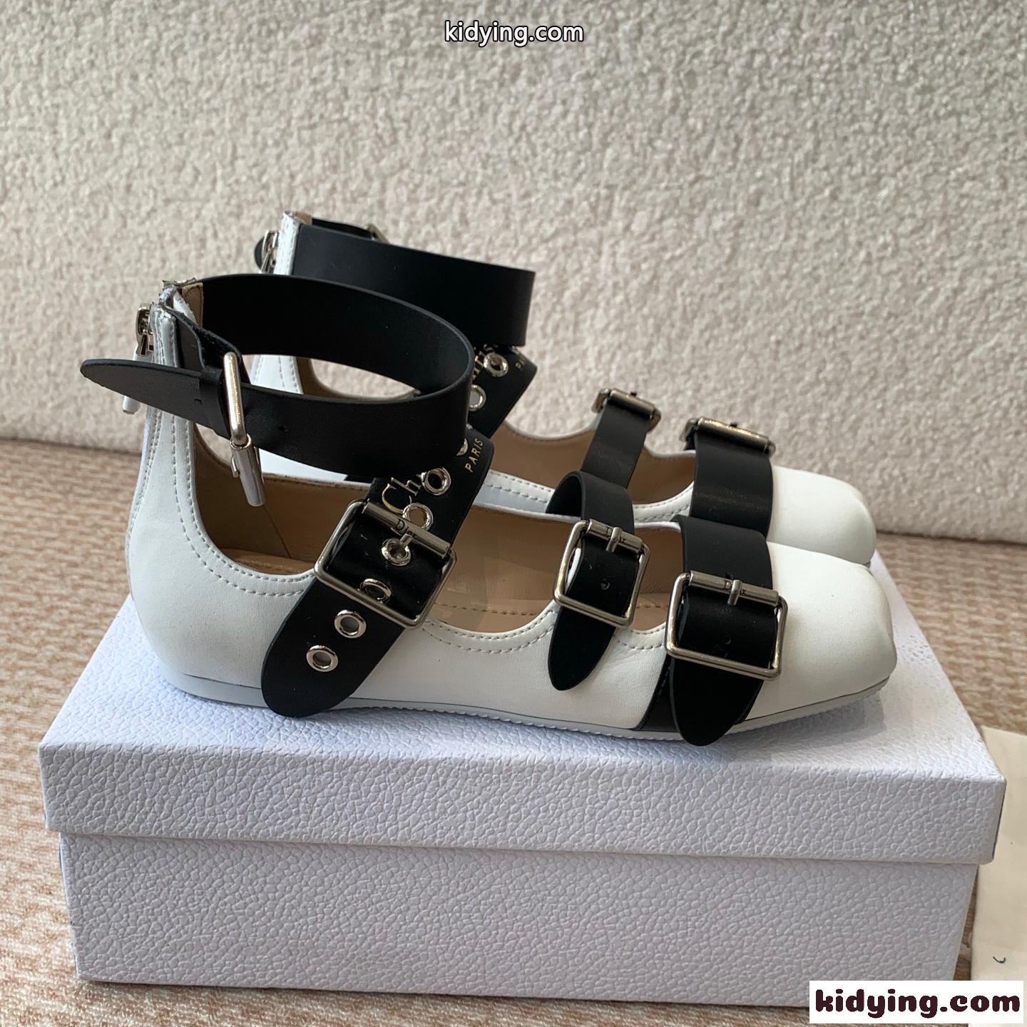 エレガント お洒落 Dior Punk バレリーナ スーパーコピー レザー ホワイト-0