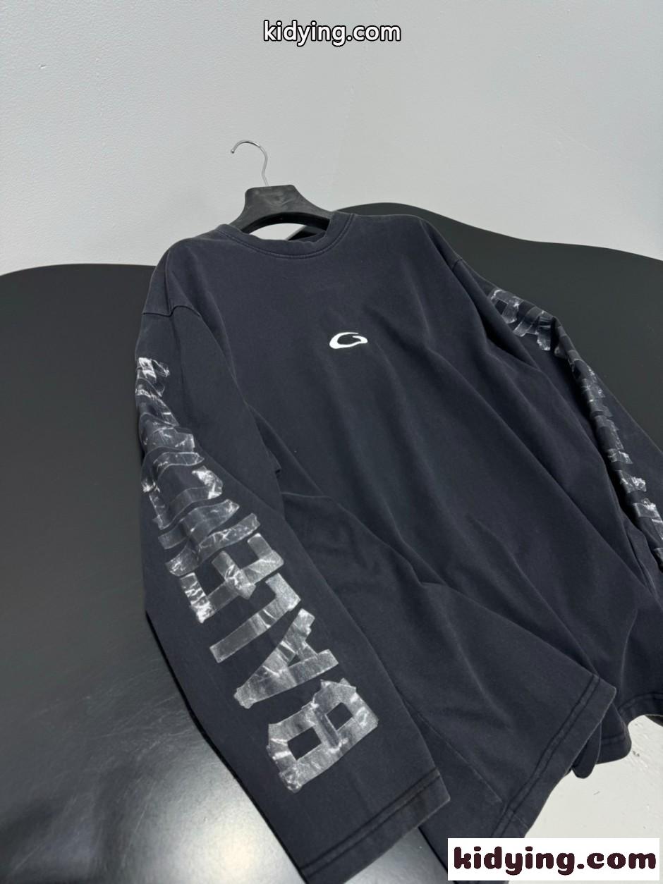 TRANSPARENT TAPE SHIFTED オーバーサイズ ロングスリーブTシャツ バレンシアガ Tシャツ 偽物-3