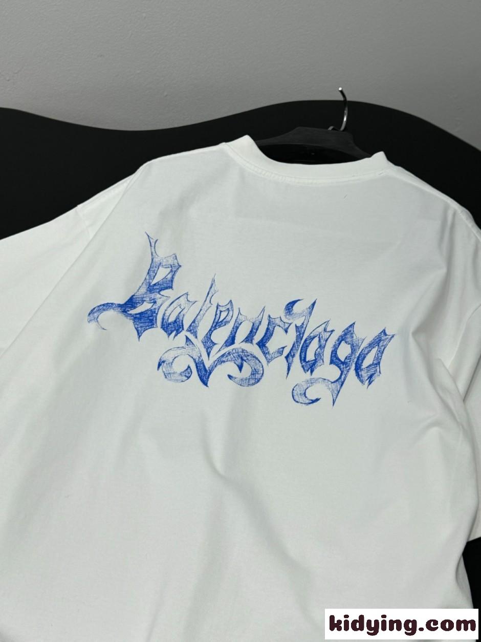 バレンシアガ Tシャツ 偽物 ユニセックス プリント クルーネック 半袖Tシャツ-3