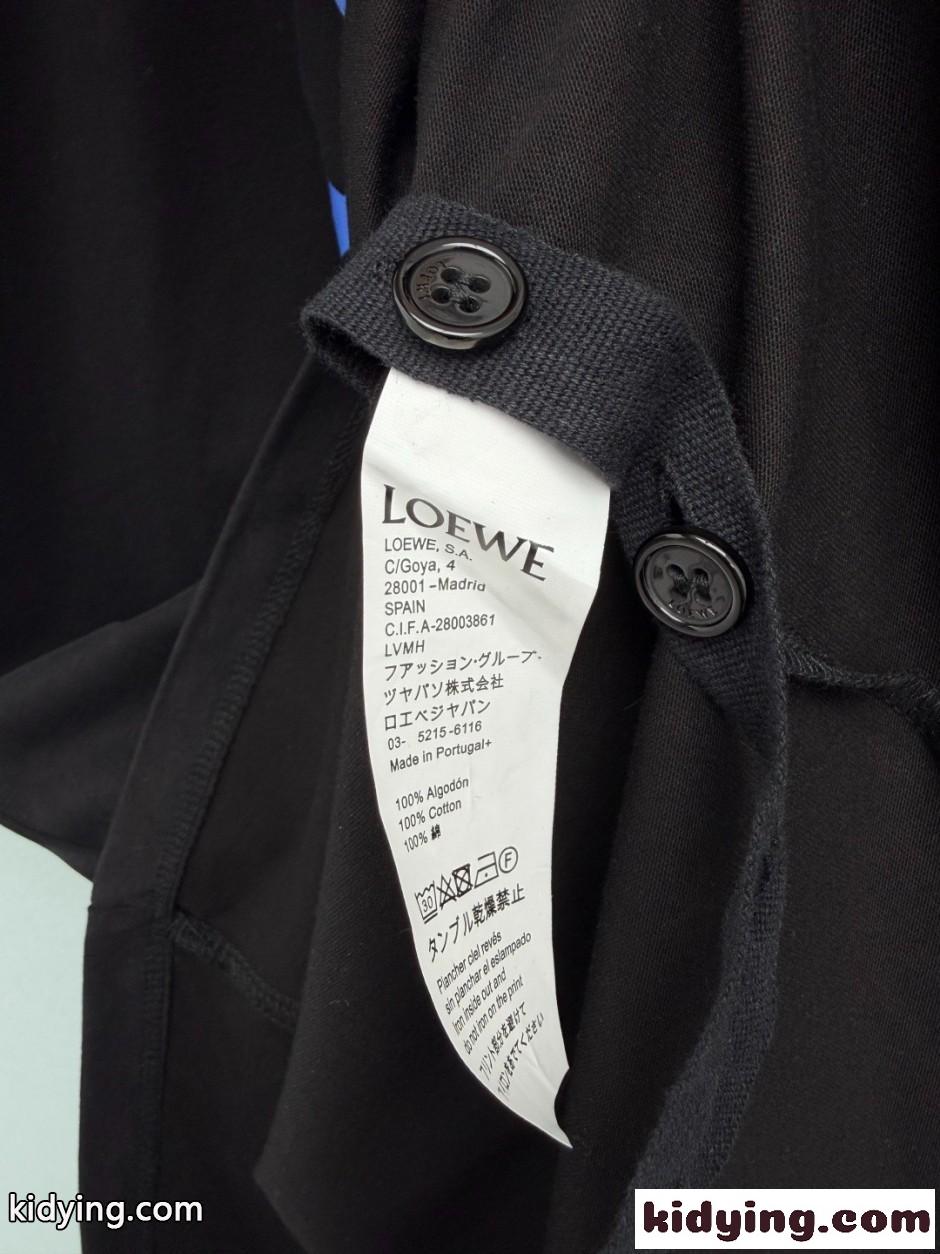 おしゃれ ロゴ コットン 半袖Tシャツ ロエベ Tシャツ 偽物 クルーネック ブラック-2