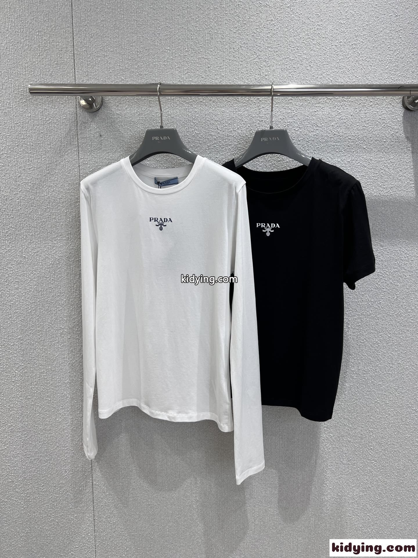 お洒落 カジュアル 2点セットトップス プラダ Tシャツ 偽物 長袖Tシャツ 半袖Tシャツ-3