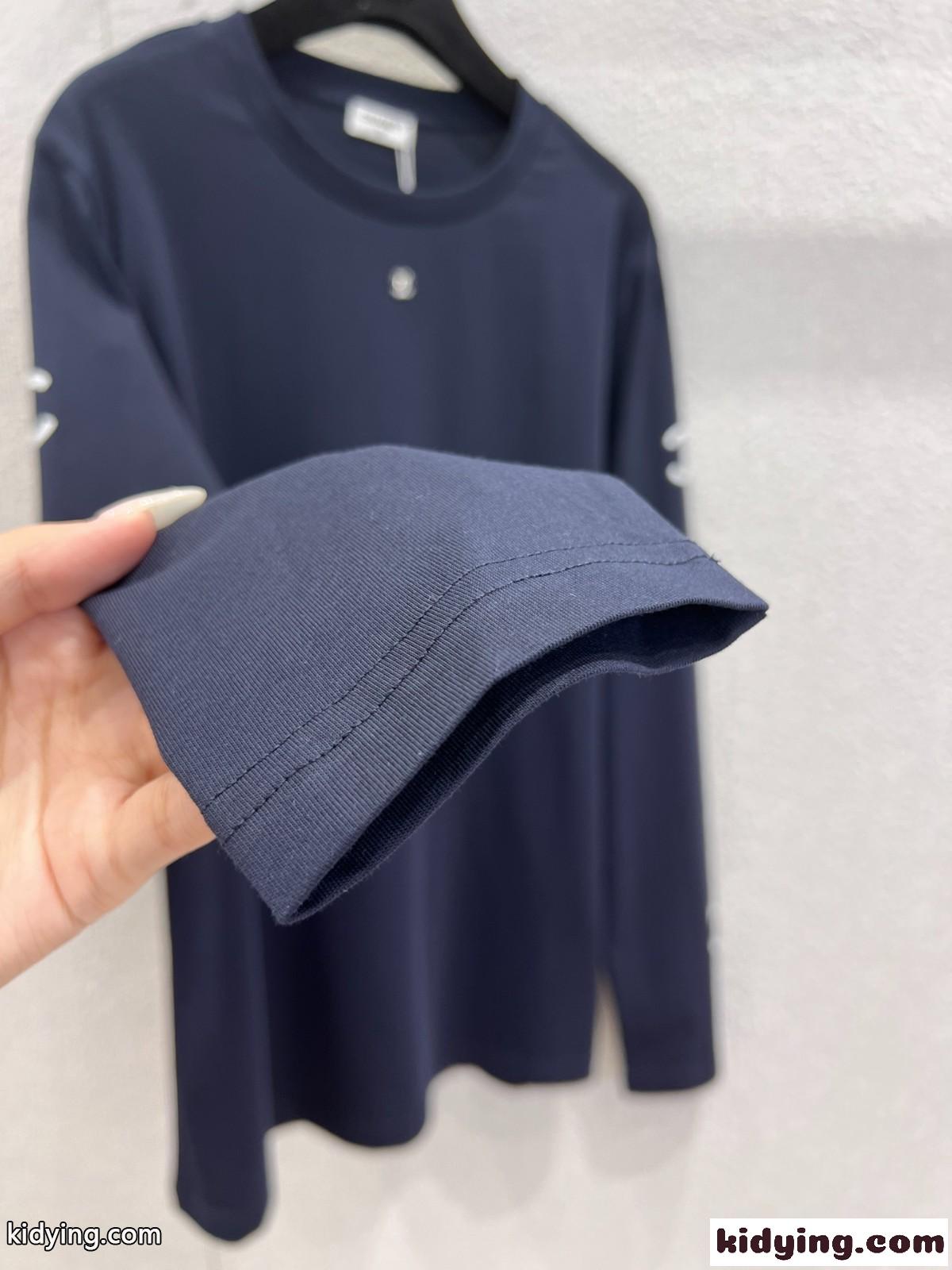 カジュアル 定番 CCロゴ コットン 長袖Tシャツ シャネル Tシャツ コピー ネイビー-3