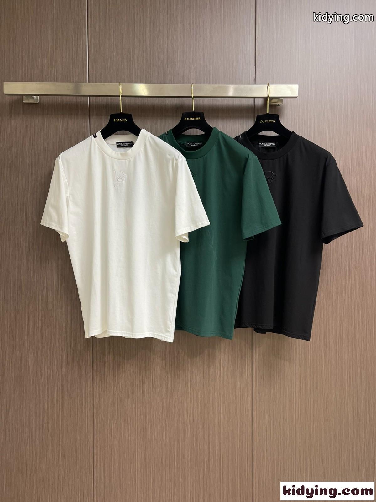 シンプル ドルチェ&ガッバーナ Tシャツ コピー ロゴ 刺繍入り 半袖Tシャツ コットン-0
