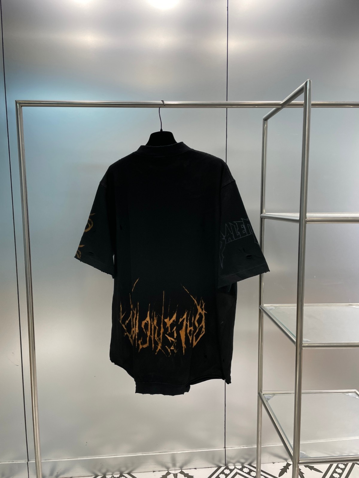 ユニセックス バレンシアガ PARIS MOON UPSIDE DOWN Tシャツ オーバーサイズ コピー-0