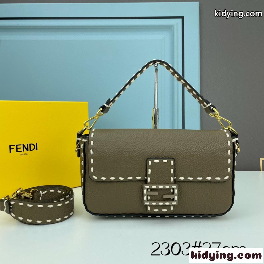 人気 FENDI フェンディ ハンドステッチ ミディアム バゲットバッグ コピー-0