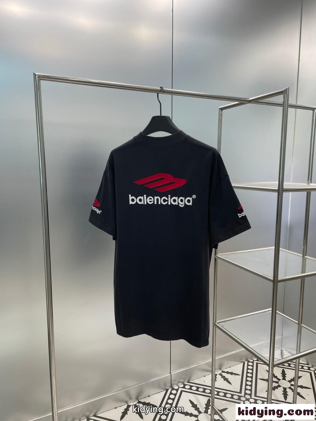 人気 おしゃれ バレンシアガ 3B SPORTS ICON Tシャツ コピー クルーネック 半袖 ブラック-1