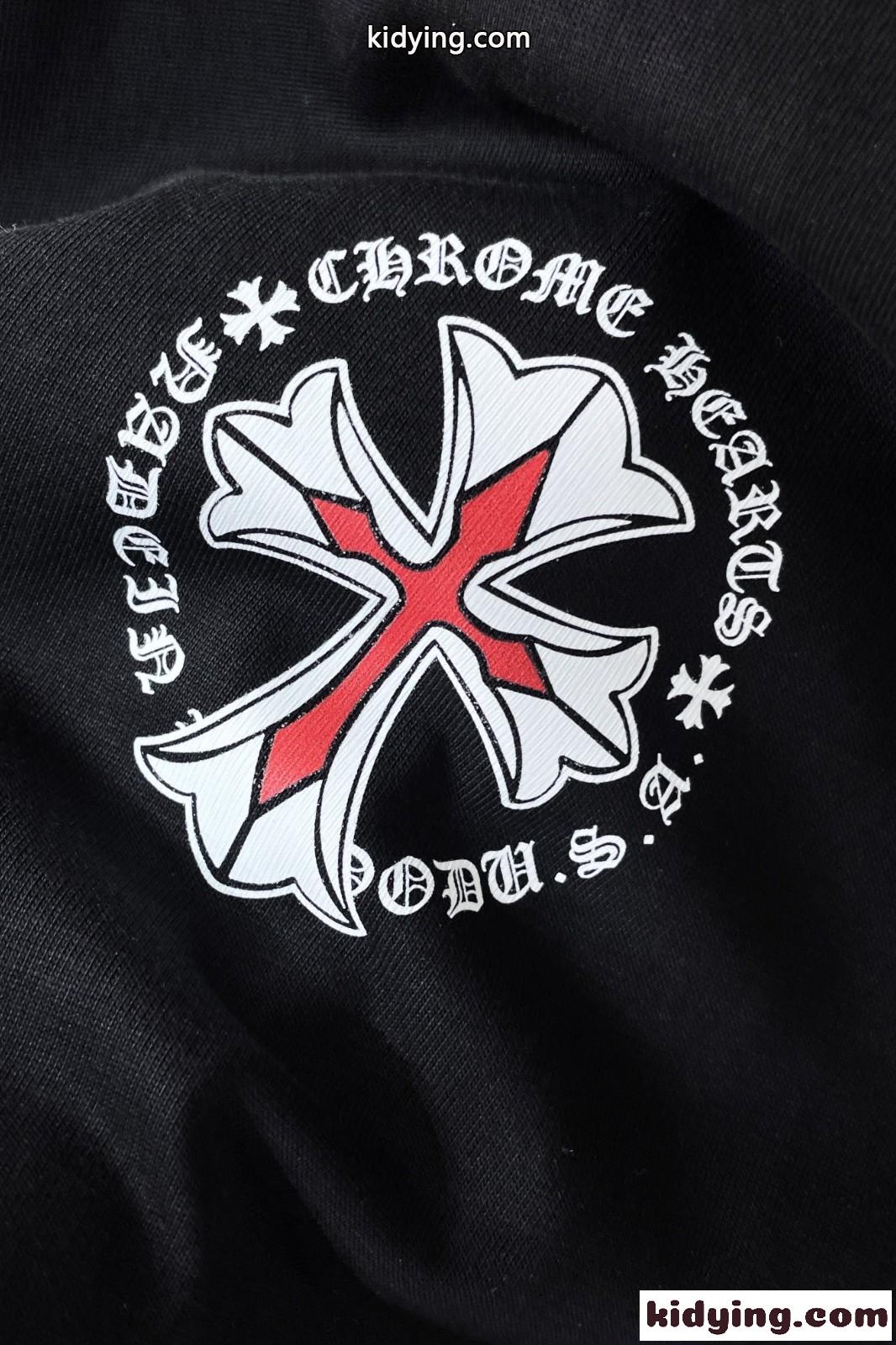 シンプル おしゃれ ロゴプリント クルーネック クロムハーツ Tシャツ コピー 半袖 トップス ブラック-4