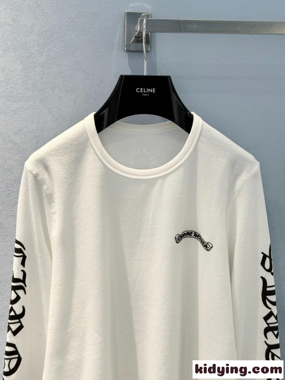 クロムハーツ Tシャツ 偽物 人気 カジュアル ロゴ入り 長袖Tシャツ ホワイト-2