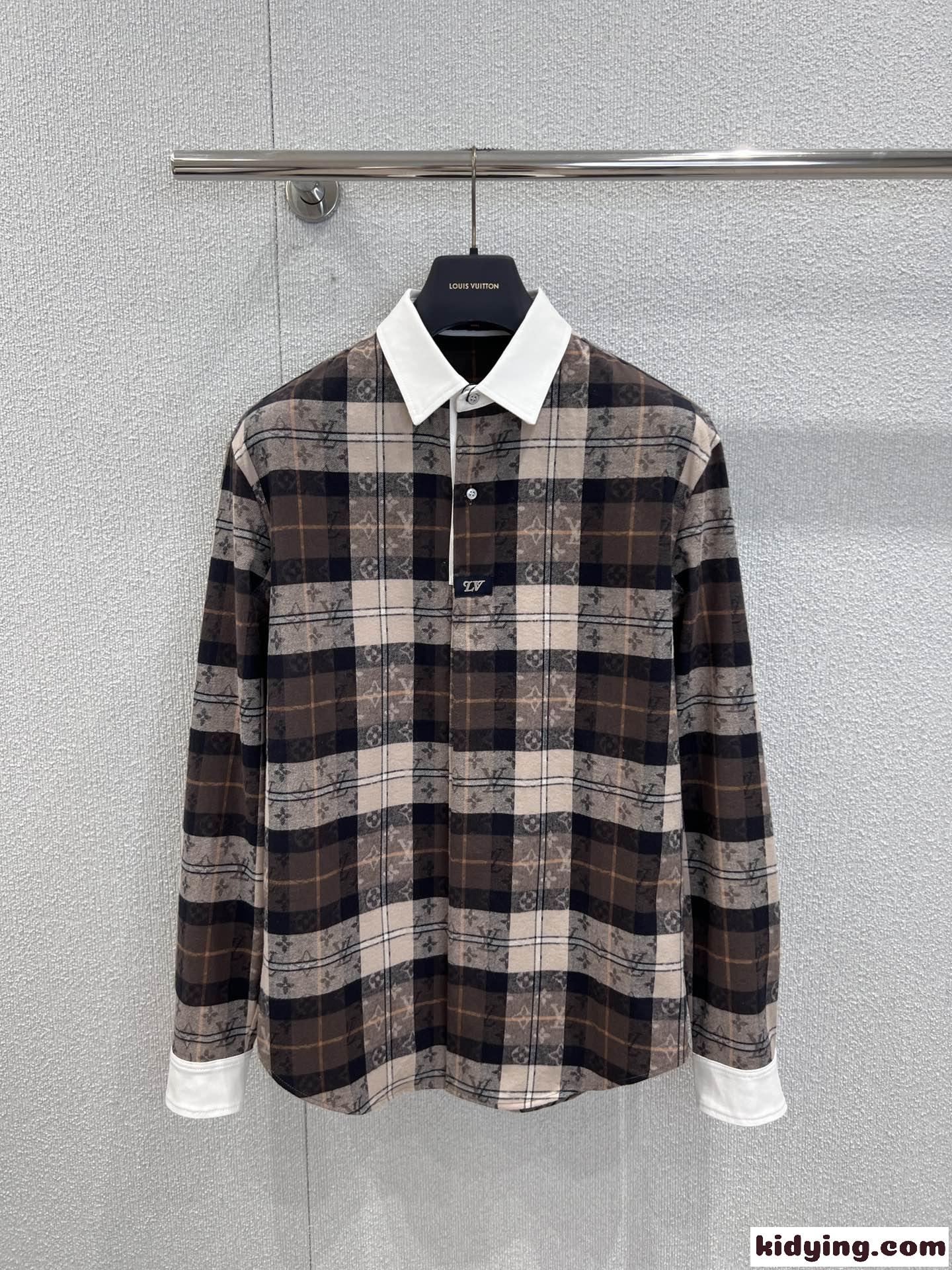 モノグラム フランネル ロングスリーブ ポロシャツ ルイ・ヴィトン Tシャツ コピー ユニセックス-0