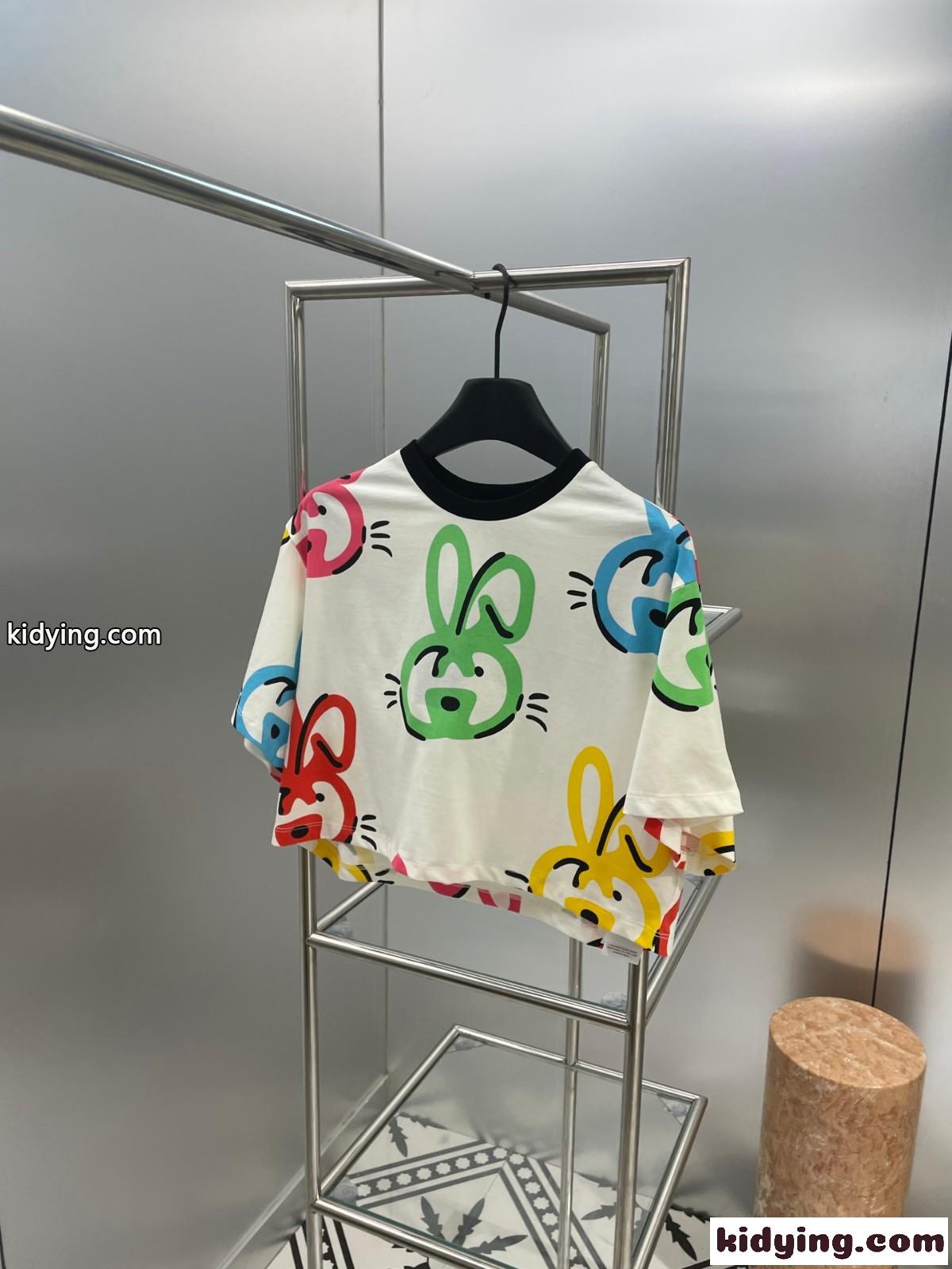 バニー プリント コットンジャージー クロップドTシャツ グッチ Tシャツ コピー 半袖-2