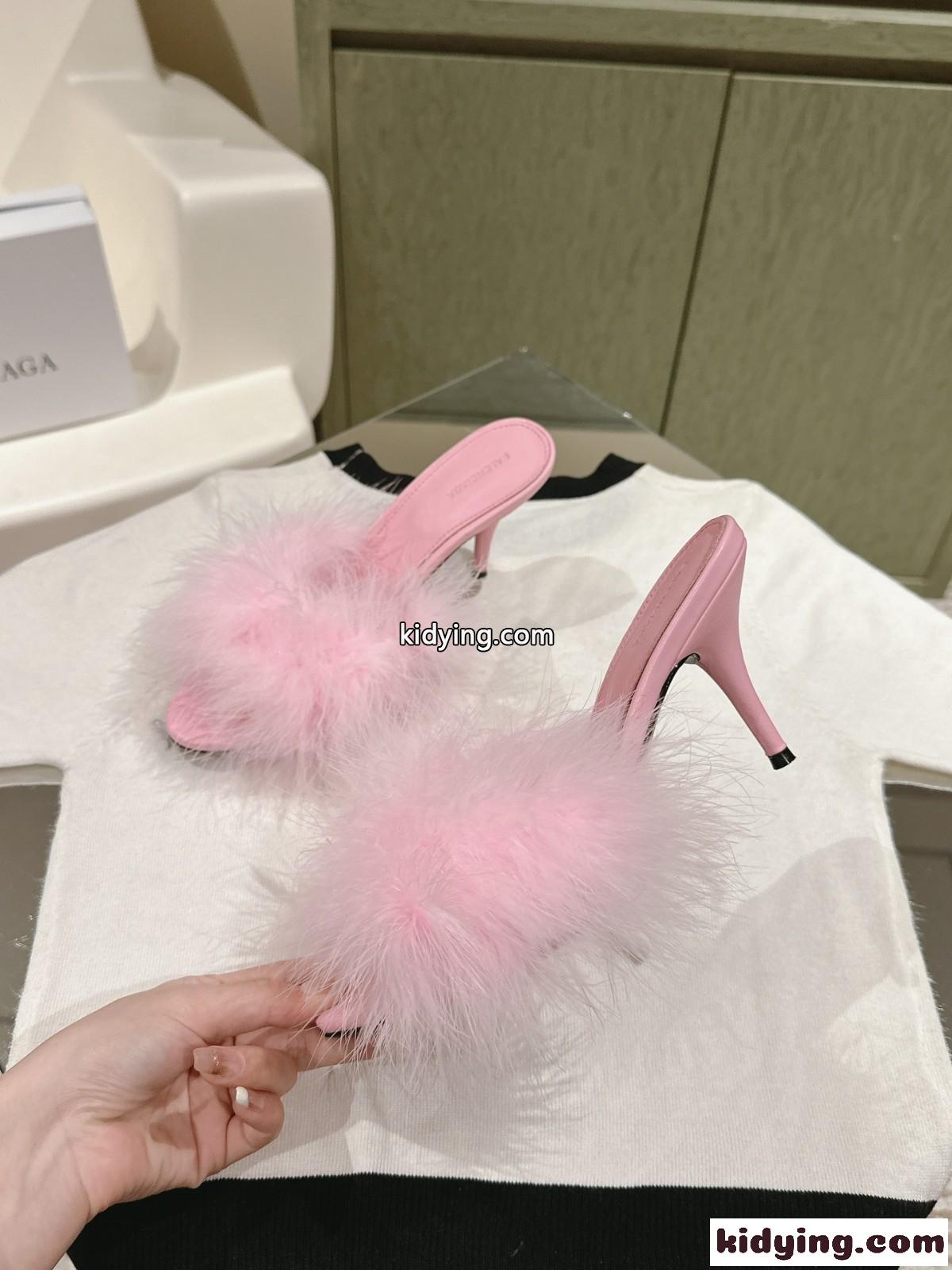 フェザー BOUDOIR 8.5cm サンダル バレンシアガ サンダル コピー ピンク-1