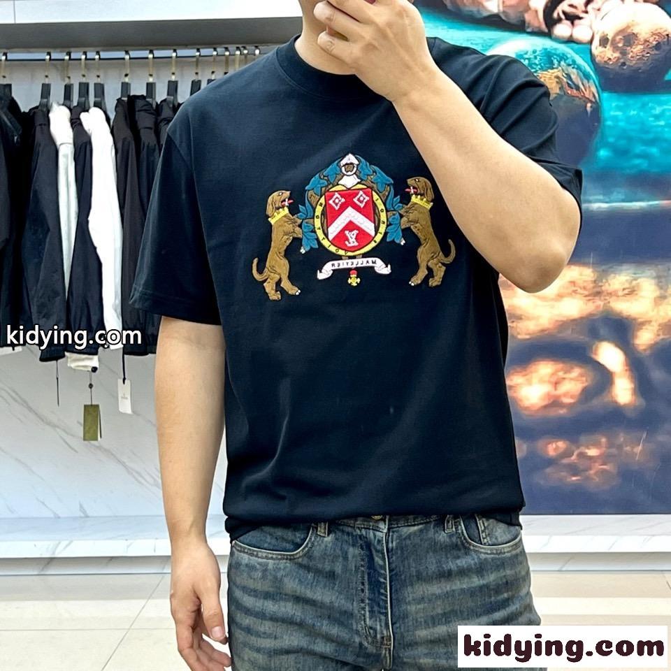 エンベリッシュドコットンTシャツ ルイ・ヴィトン Tシャツ コピー ブラック-1