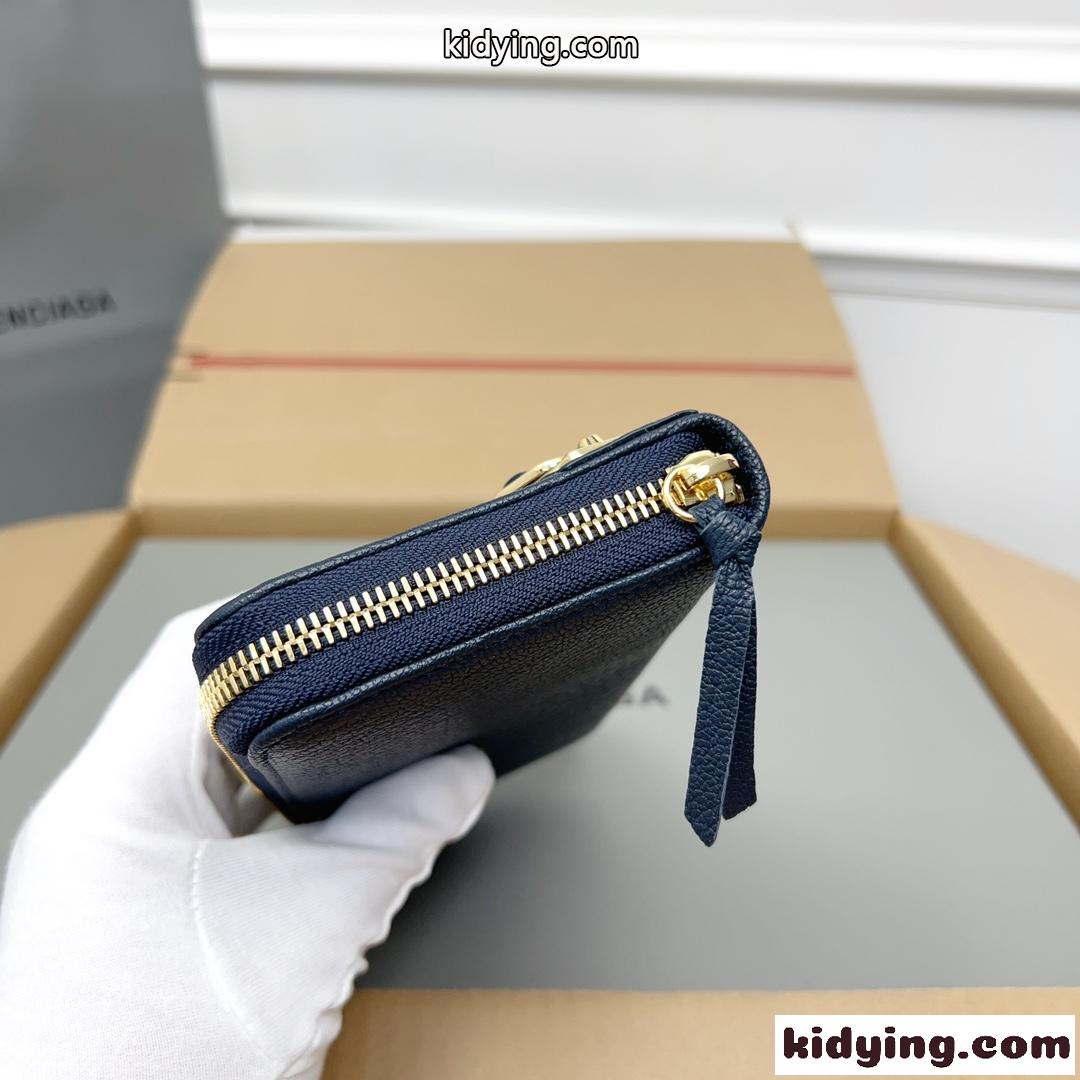 定番 ラウンドファスナー 長財布 バレンシアガ 財布 コピー ダークブルー-2