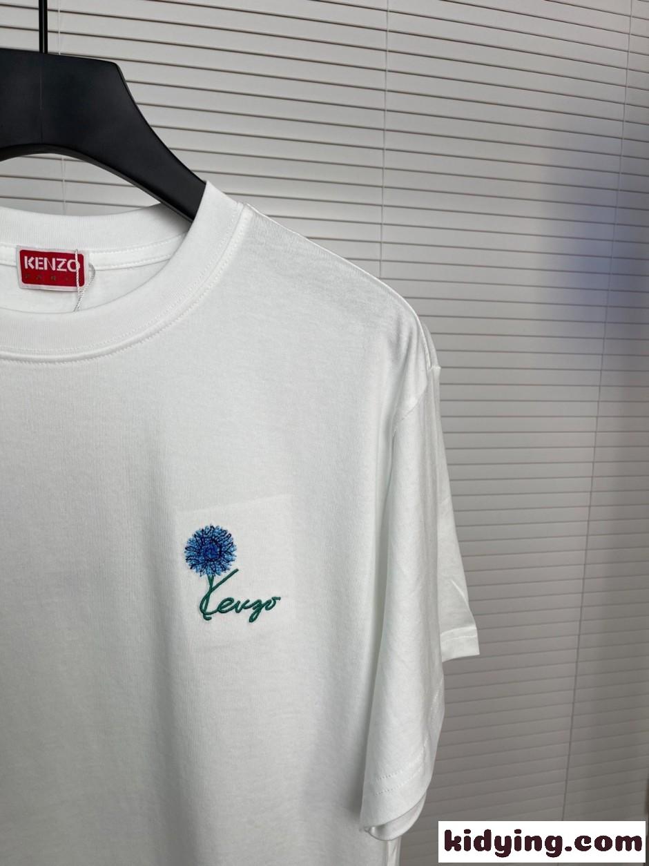エンブロイダリー コットン 半袖Tシャツ ケンゾー Tシャツ コピー ホワイト-2