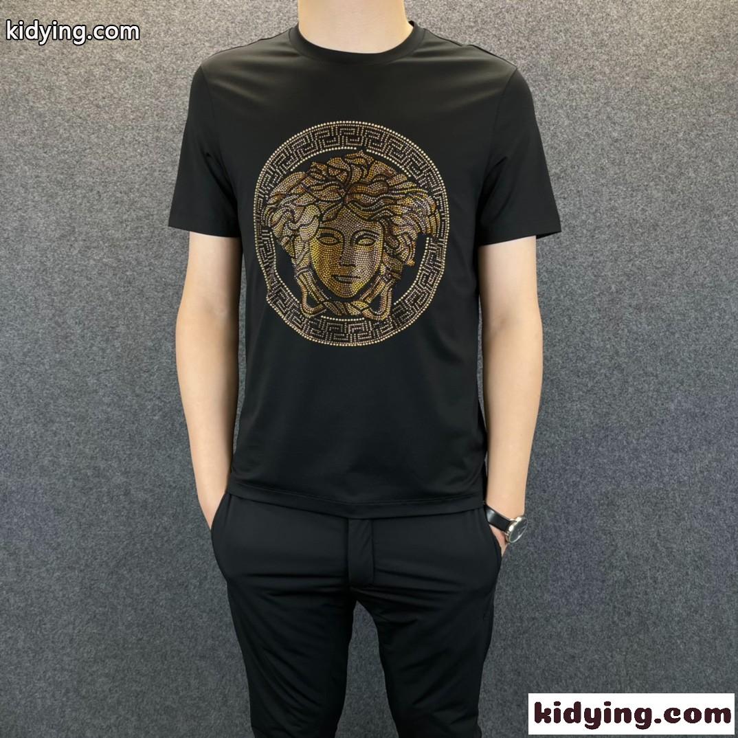 人気 おしゃれ エンベリッシュド メドゥーサ ロゴ ヴェルサーチ tシャツ コピー クールネック 4色あり カジュアル-1