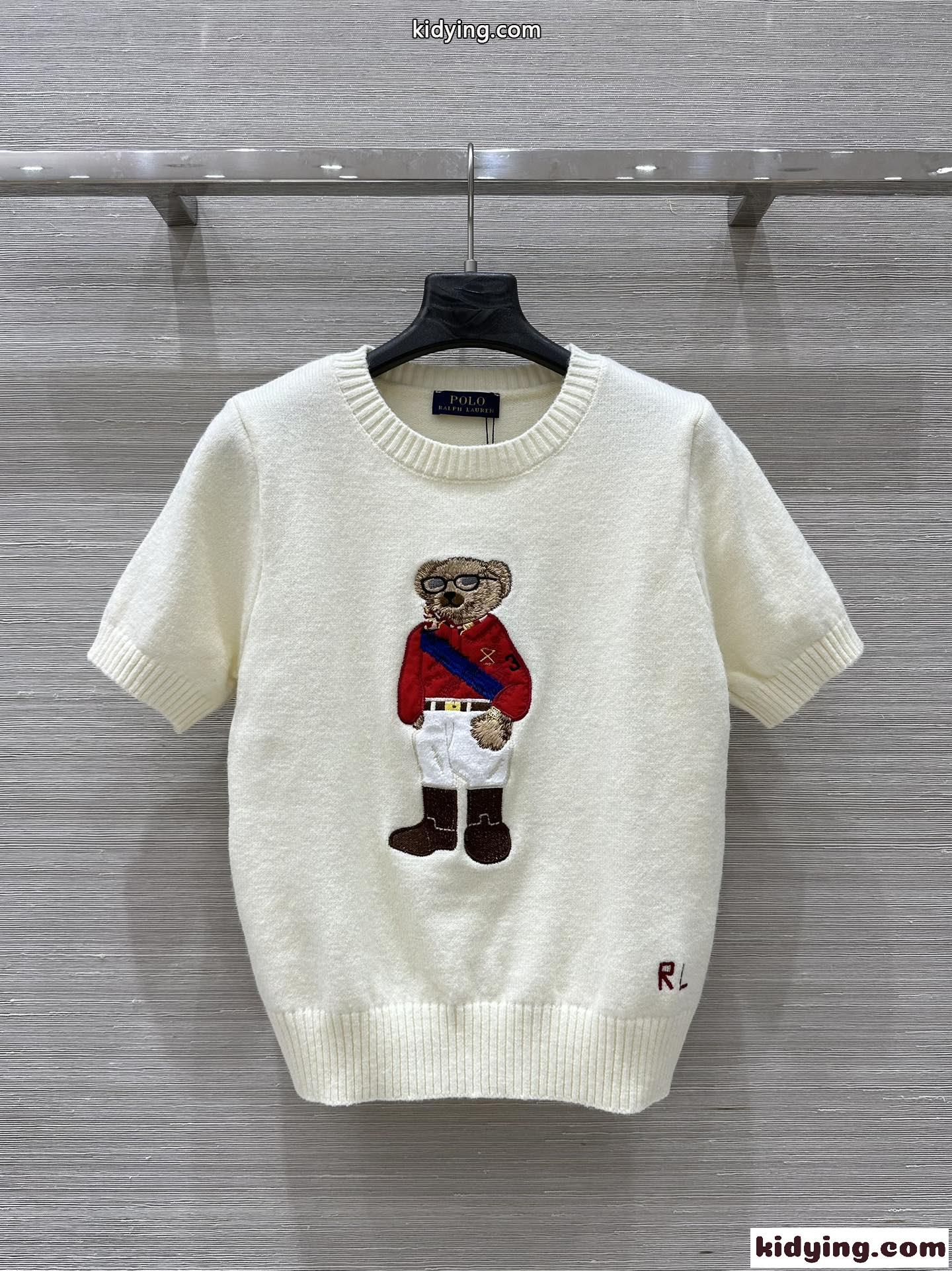 Polo ベア ウール クルーネック 半袖ニット ラルフローレン ニットウェア コピー ホワイト-0