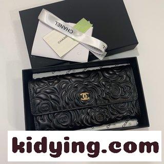 Chanelシャネルのコーナーモデル ツバキの花羊皮財布 内外全皮 シャネル 財布  使いやすいコピー コーナーデザインです-0