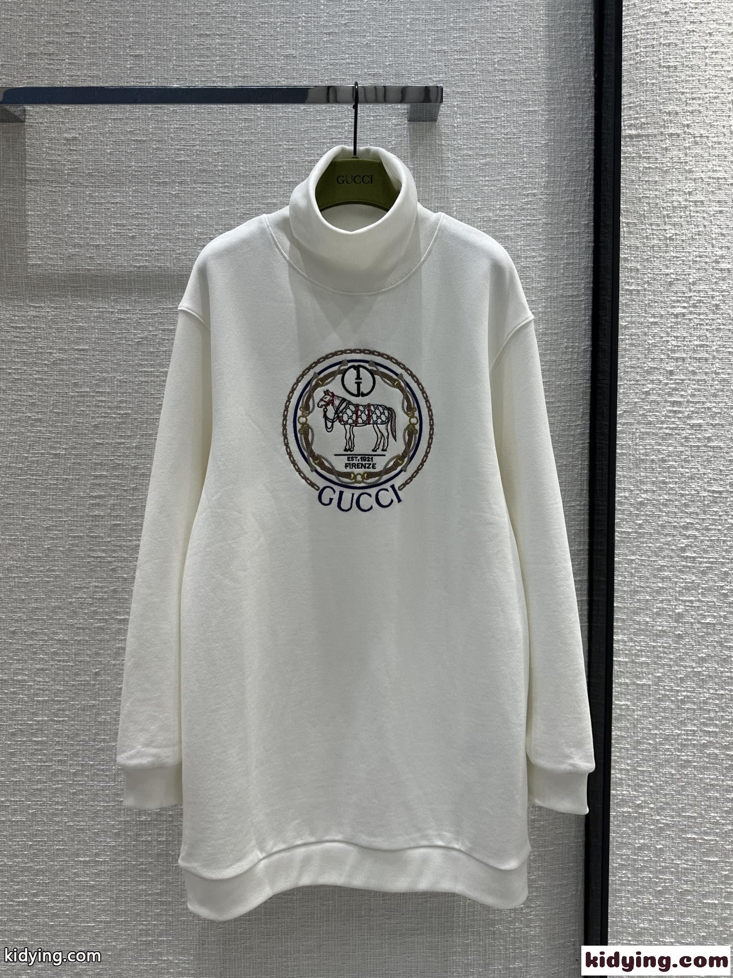 カジュアル 裏起毛 ハイネック ロング スウェットシャツ グッチ ワンピース 偽物-0