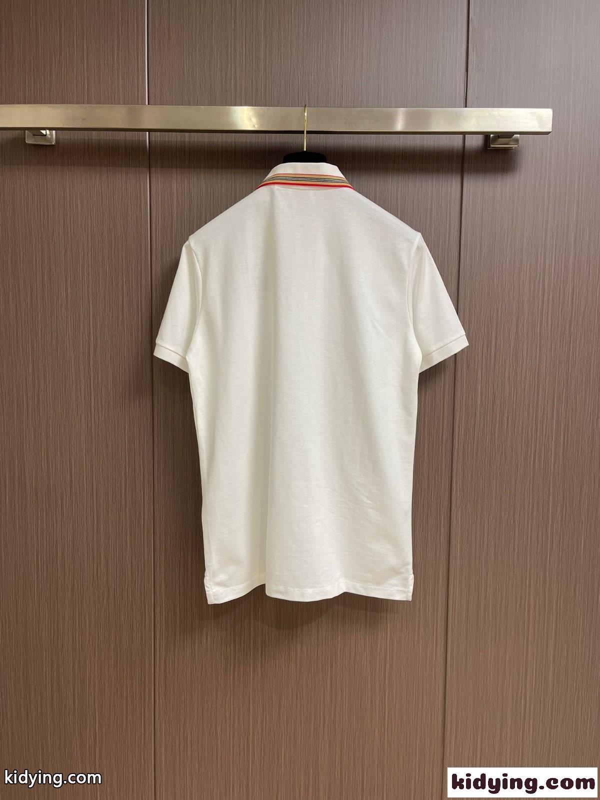 クラシック カジュアル コットンピケ ポロシャツ バーバリー 半袖Tシャツ コピー ホワイト-2