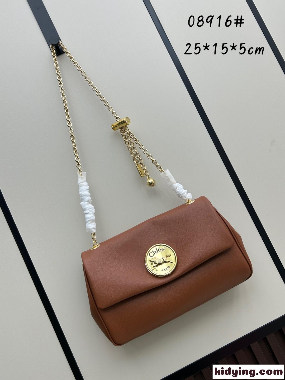 人気 グレインレザー クロエ バッグ スーパーコピー Chloé Heritage ショルダーバッグ ブラウン-0